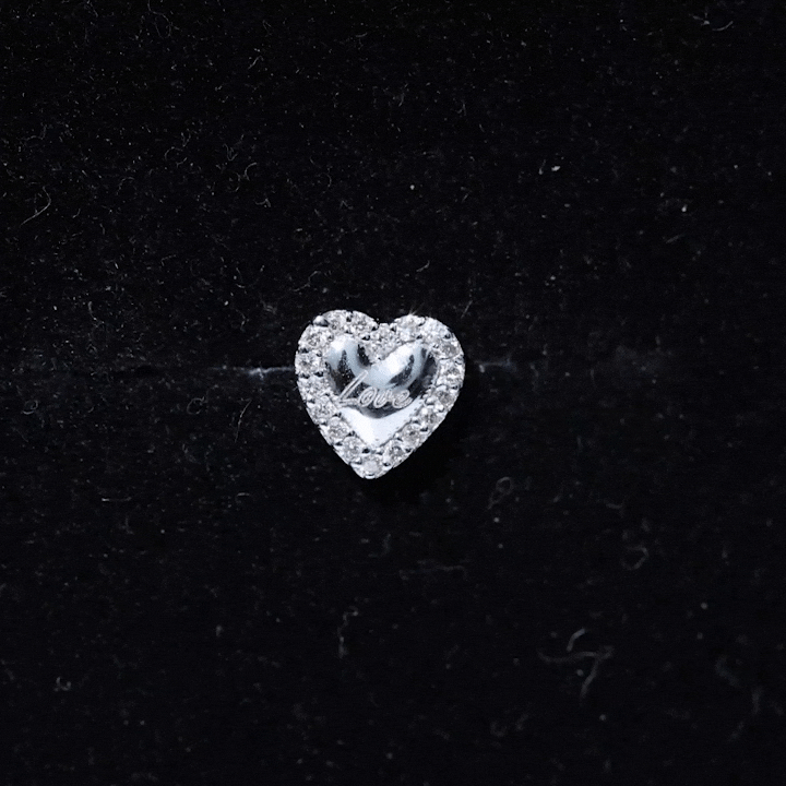 Cute Diamond Love Heart Earring for Helix Piercing Lab - ( EF-VS ) - Rosec Jewels