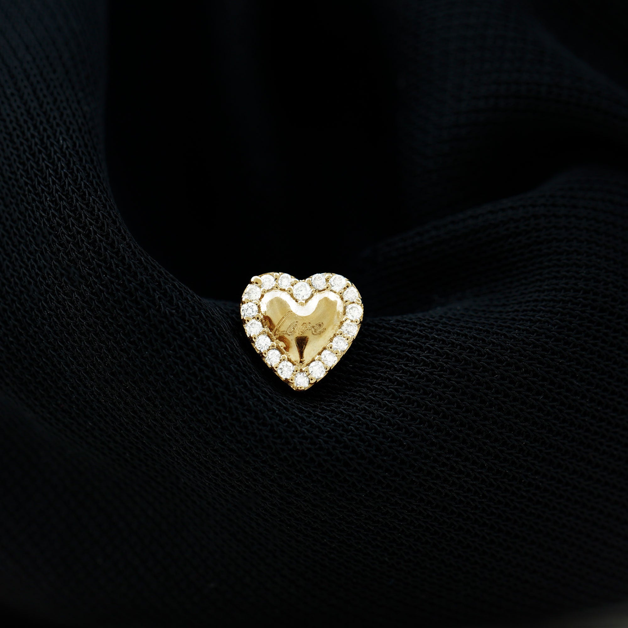 Cute Diamond Love Heart Earring for Helix Piercing Lab - ( EF-VS ) - Rosec Jewels