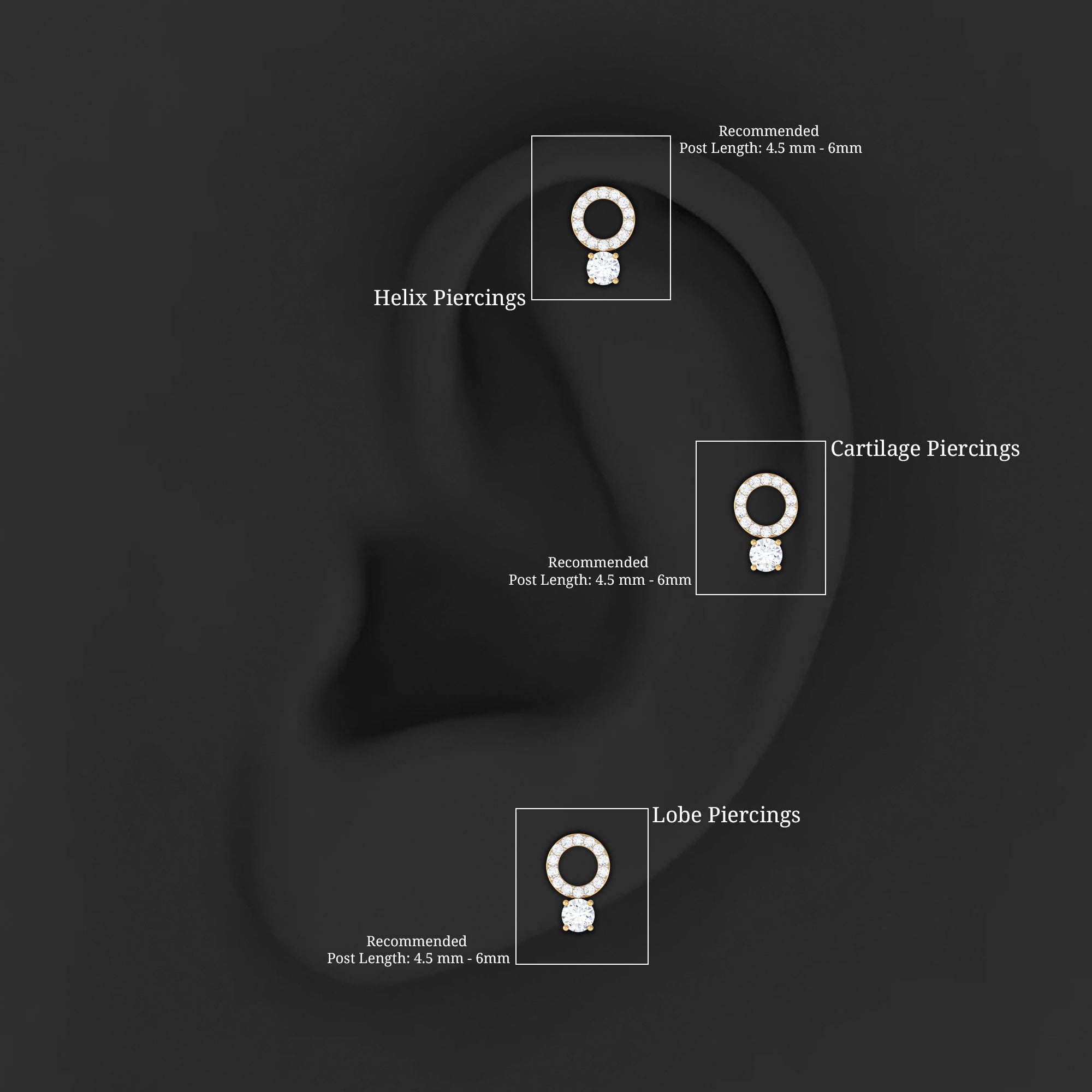 Minimalist Diamond Open Circle Helix Earring Lab - ( EF-VS ) - Rosec Jewels