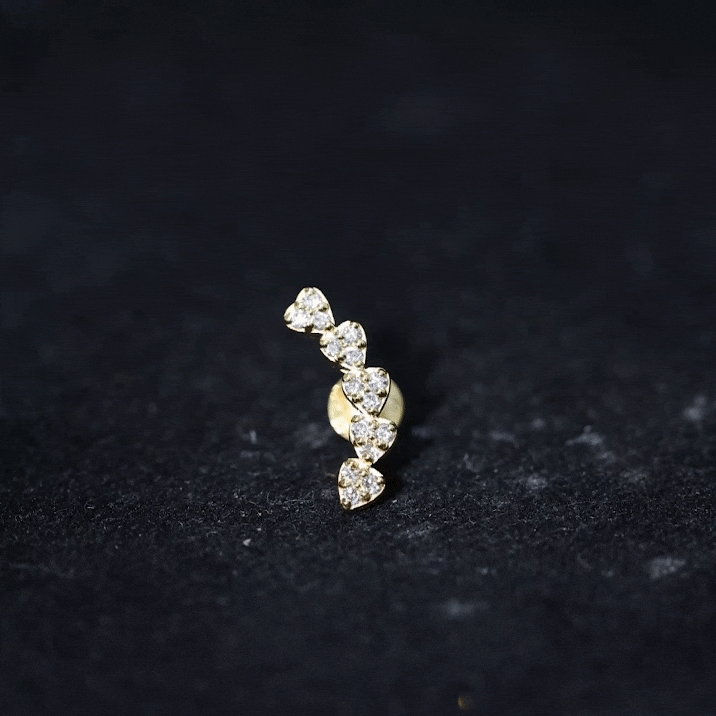 Diamond Heart Crawler Earring for Helix Piercing Lab - ( EF-VS ) - Rosec Jewels