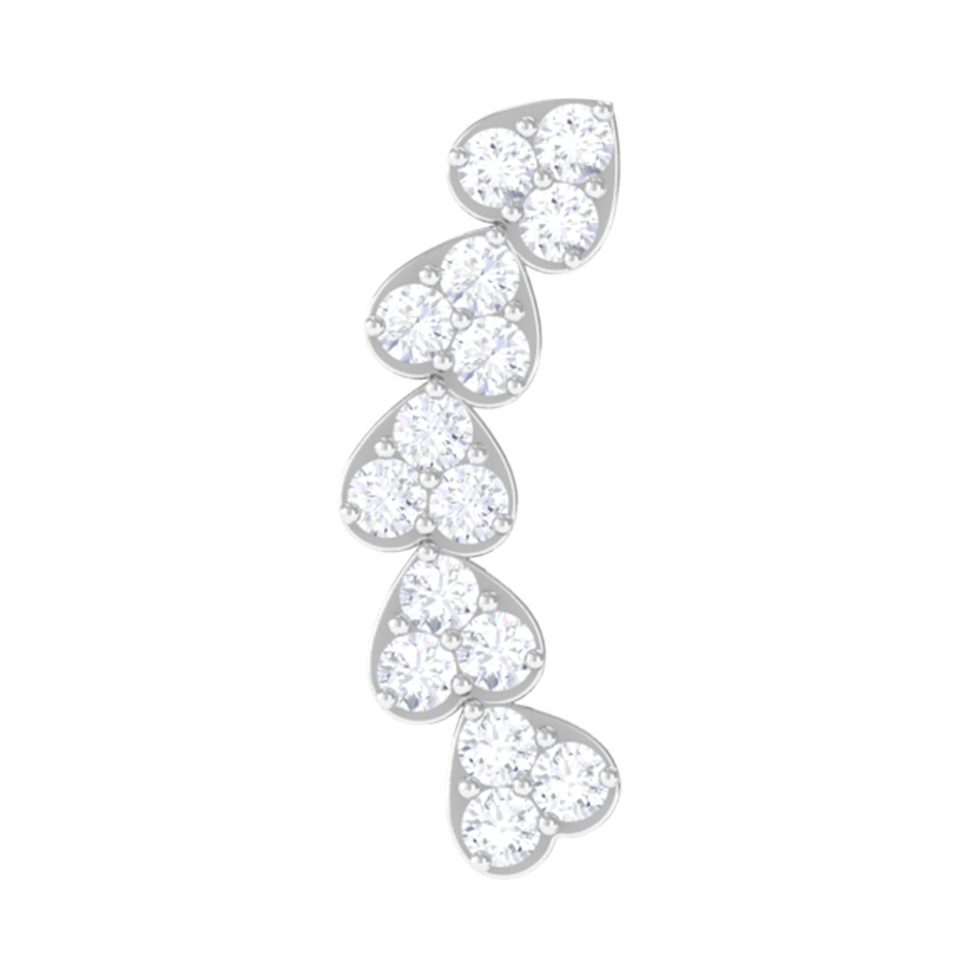 Diamond Heart Crawler Earring for Helix Piercing Lab - ( EF-VS ) - Rosec Jewels