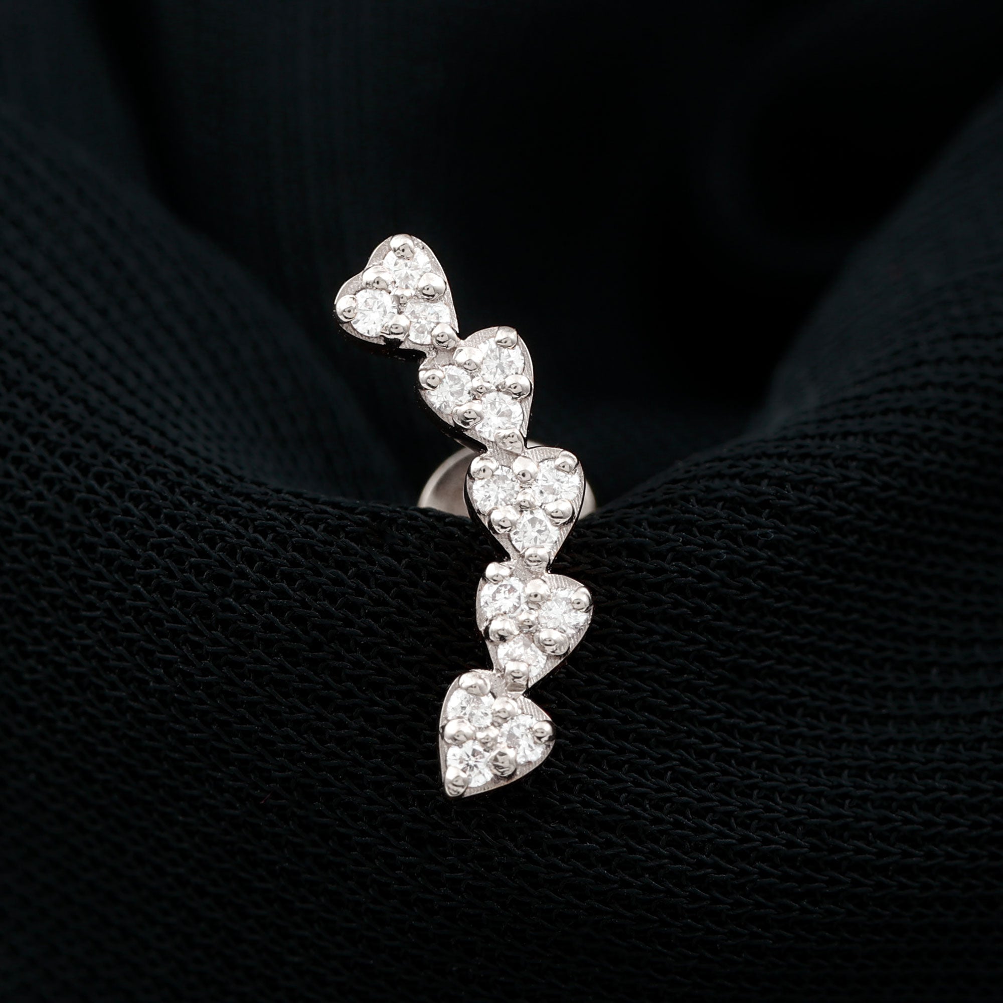 Diamond Heart Crawler Earring for Helix Piercing Lab - ( EF-VS ) - Rosec Jewels