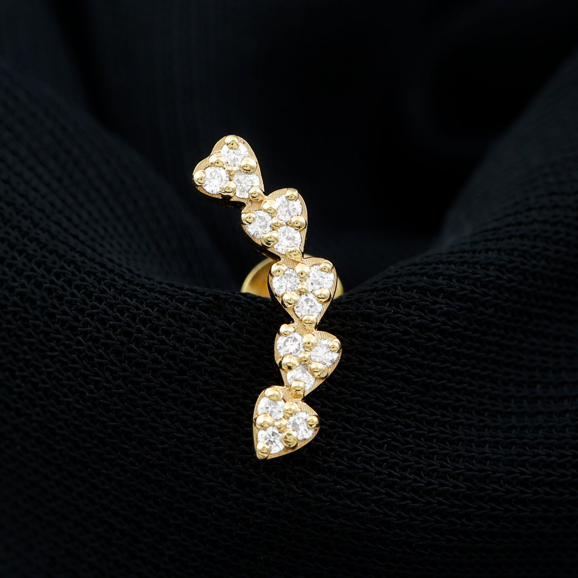 Diamond Heart Crawler Earring for Helix Piercing Lab - ( EF-VS ) - Rosec Jewels