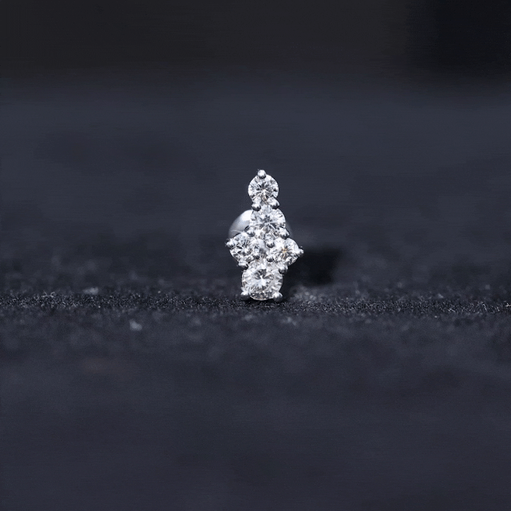 Certified Diamond Cluster Cartilage Piercing Earring Lab - ( EF-VS ) - Rosec Jewels