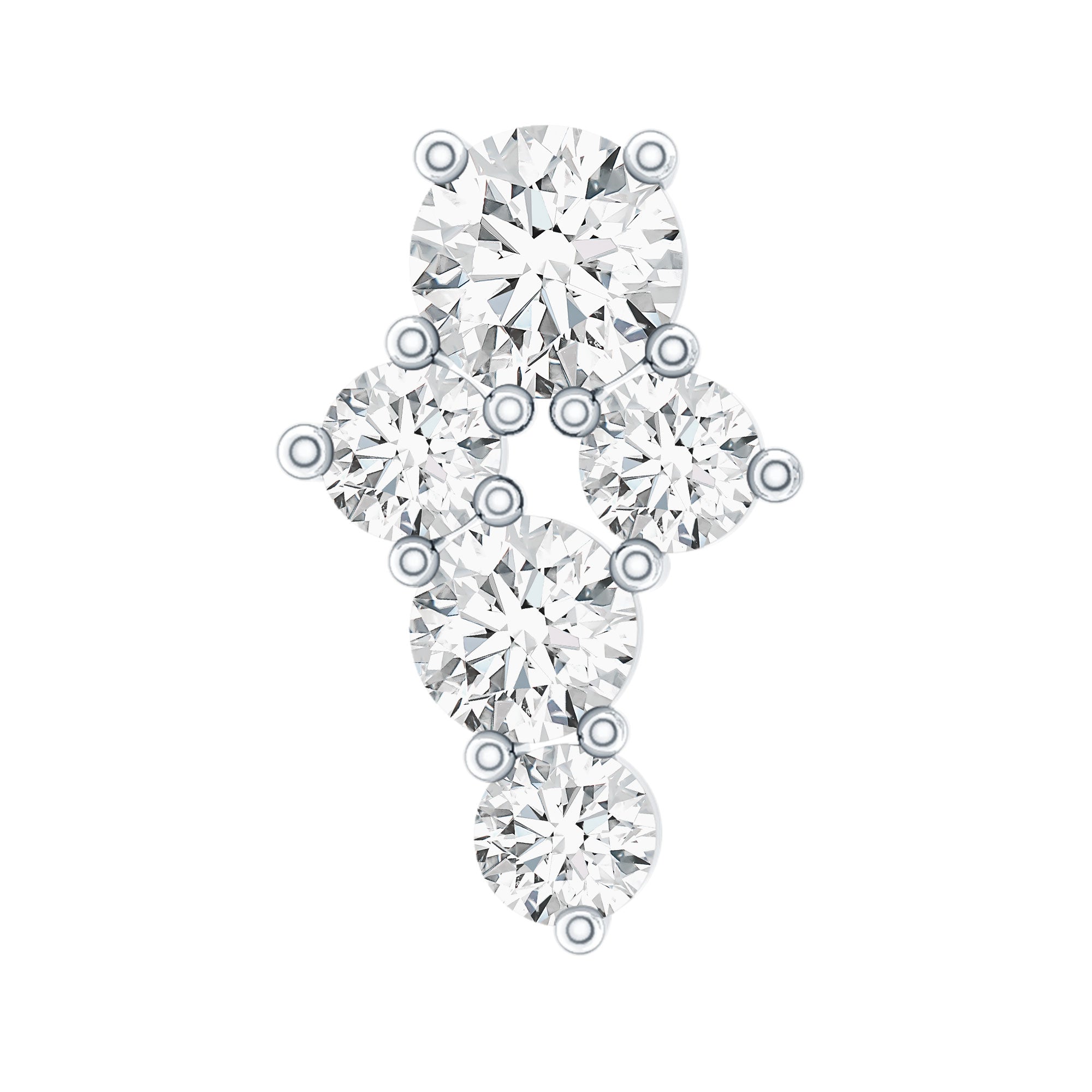 Certified Diamond Cluster Cartilage Piercing Earring Lab - ( EF-VS ) - Rosec Jewels