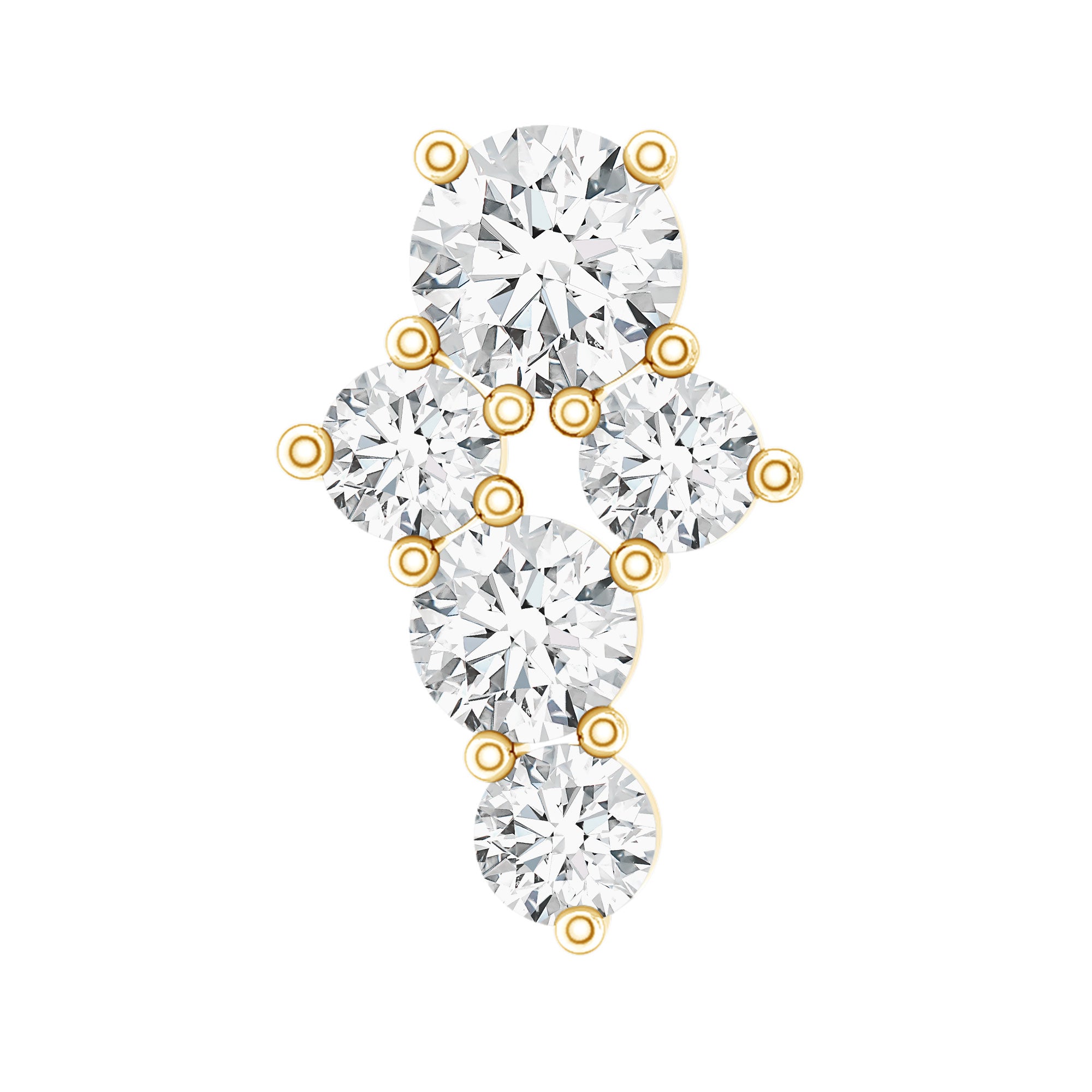 Certified Diamond Cluster Cartilage Piercing Earring Lab - ( EF-VS ) - Rosec Jewels
