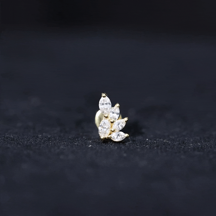 Nature Inspired Marquise Diamond Cluster Earring for Helix Lab - ( EF-VS ) - Rosec Jewels
