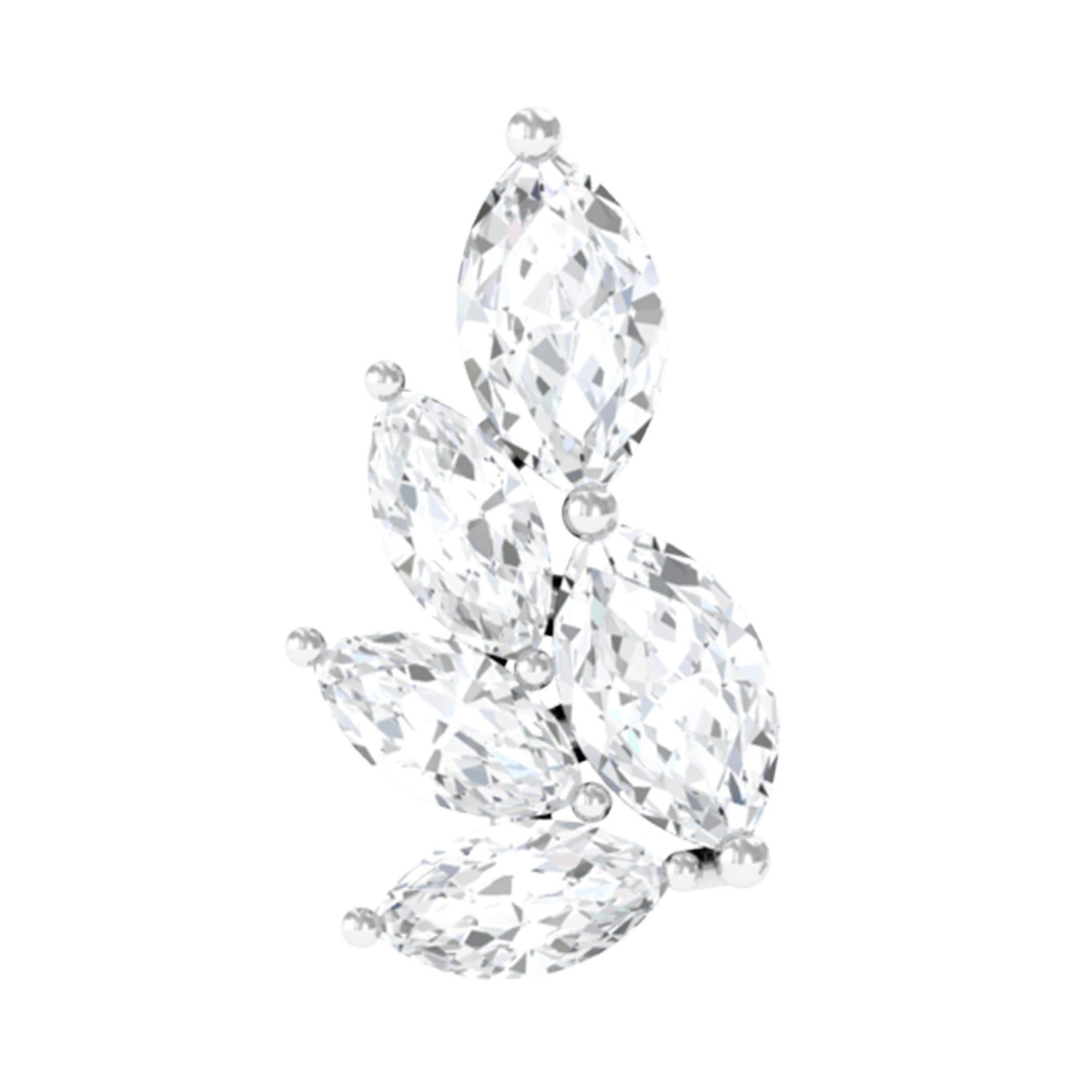 Nature Inspired Marquise Diamond Cluster Earring for Helix Lab - ( EF-VS ) - Rosec Jewels
