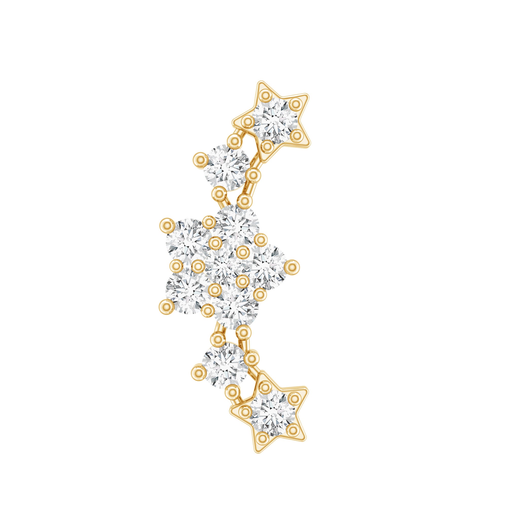 Brilliant Cut Diamond Star Ear Crawler Earring Lab - ( EF-VS ) - Rosec Jewels