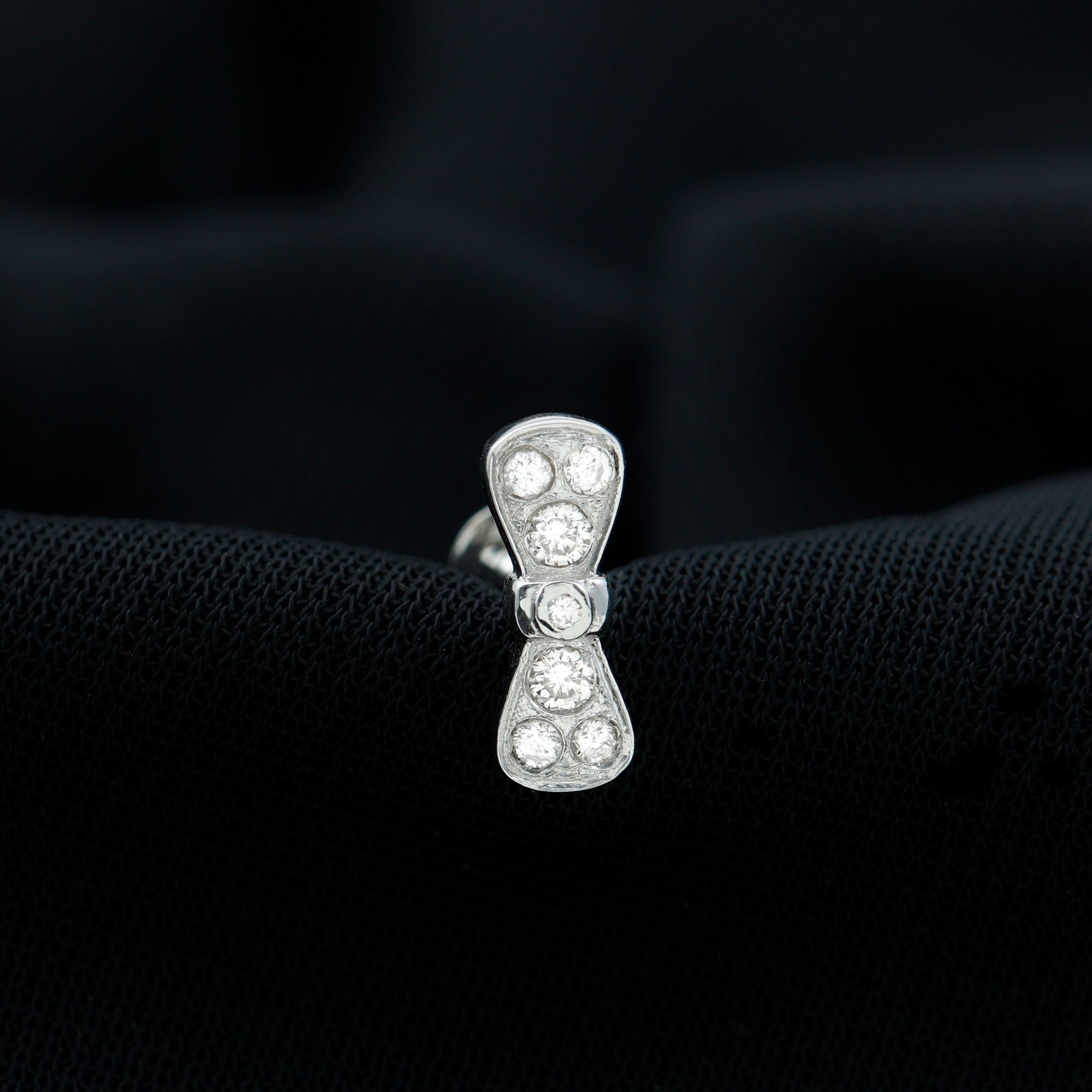 Diamonds Bow Cartilage Piercing Earring Lab - ( EF-VS ) - Rosec Jewels