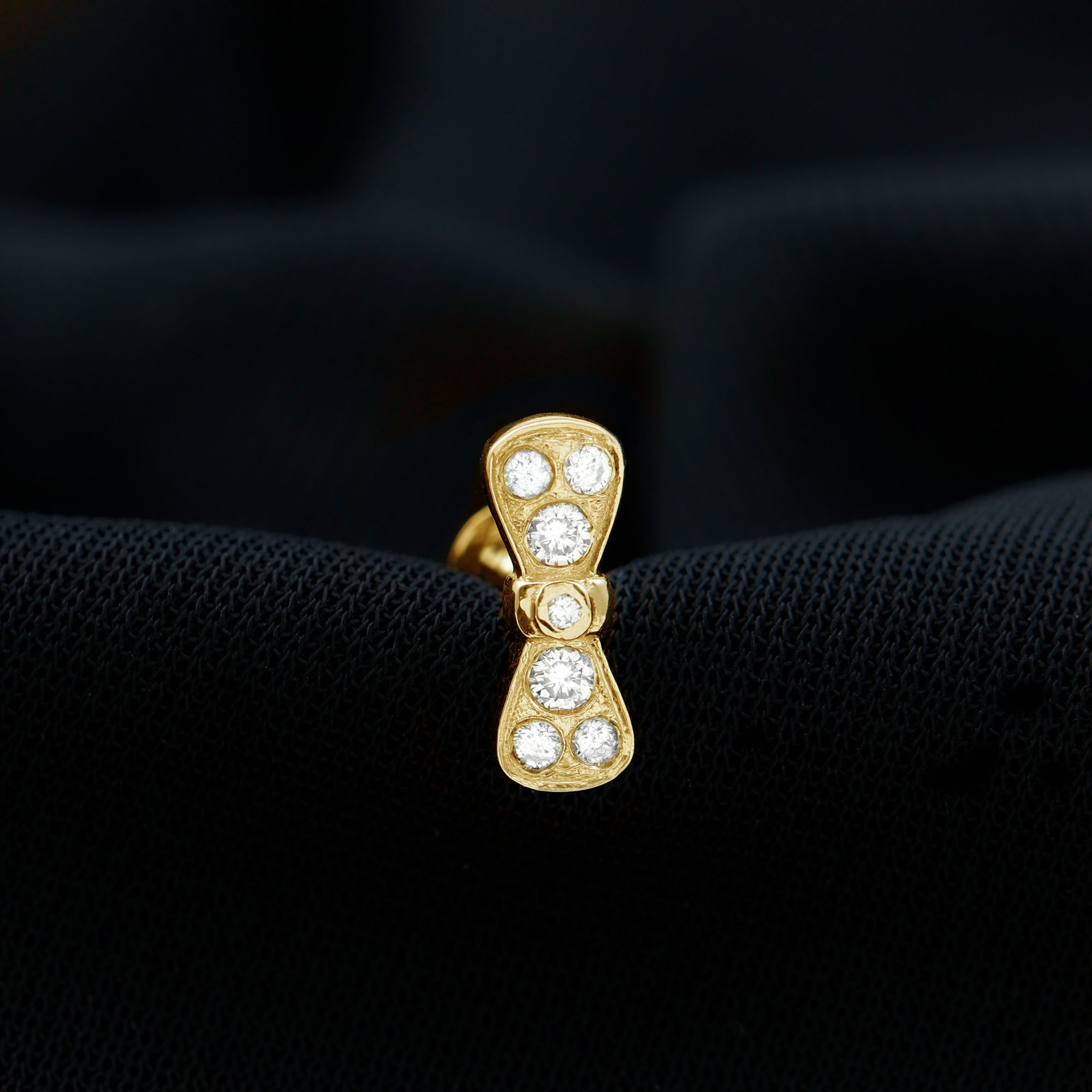 Diamonds Bow Cartilage Piercing Earring Lab - ( EF-VS ) - Rosec Jewels