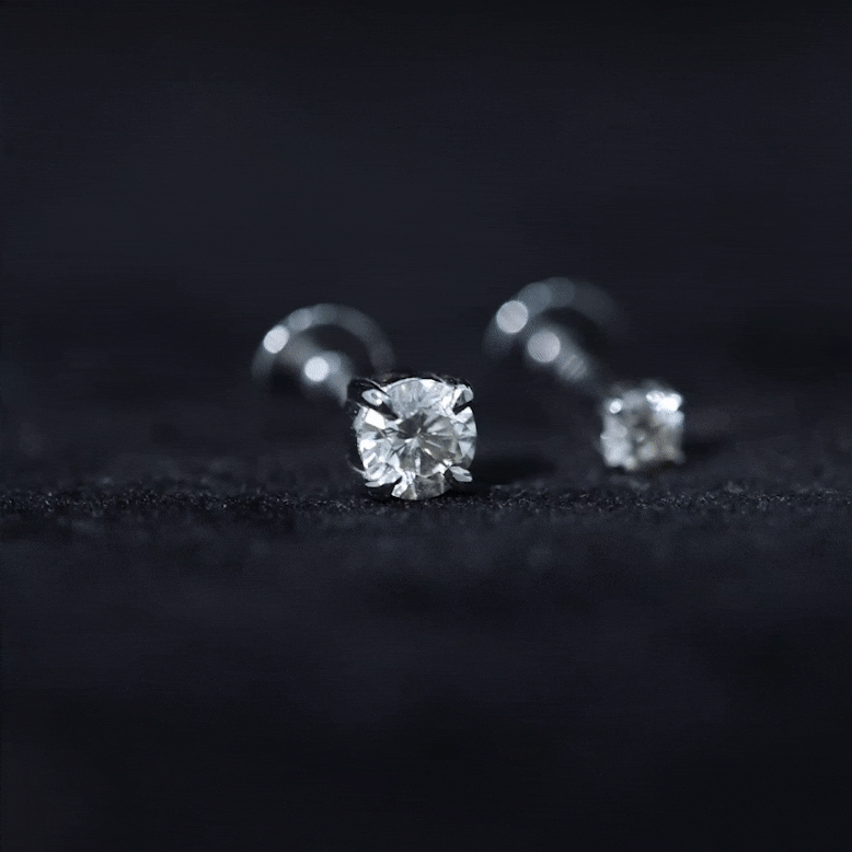 Brilliant Cut Diamond Solitaire Earring Set for Helix Piercing Lab - ( EF-VS ) - Rosec Jewels