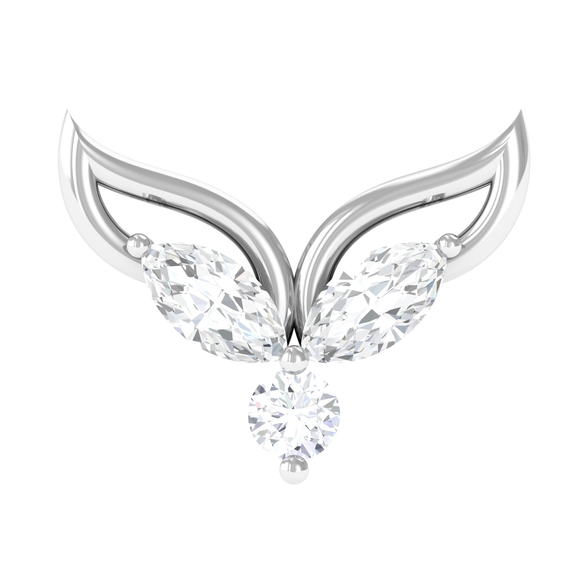 Marquise Diamond Leaf Earring for Cartilage Piercing Lab - ( EF-VS ) - Rosec Jewels