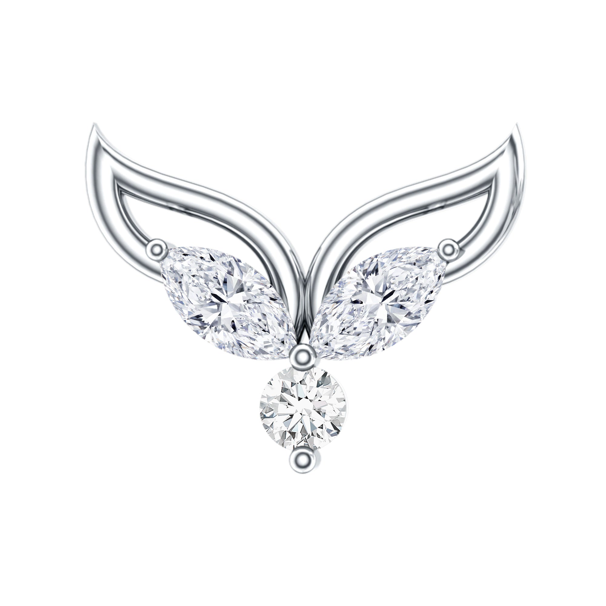 Marquise Diamond Leaf Earring for Cartilage Piercing Lab - ( EF-VS ) - Rosec Jewels