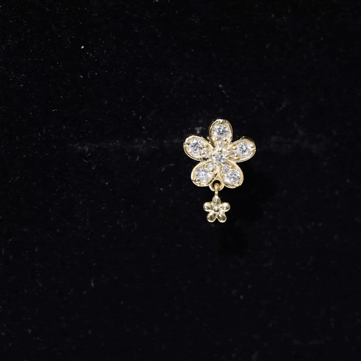 Certified Diamond Flower Helix Drop Earring Lab - ( EF-VS ) - Rosec Jewels