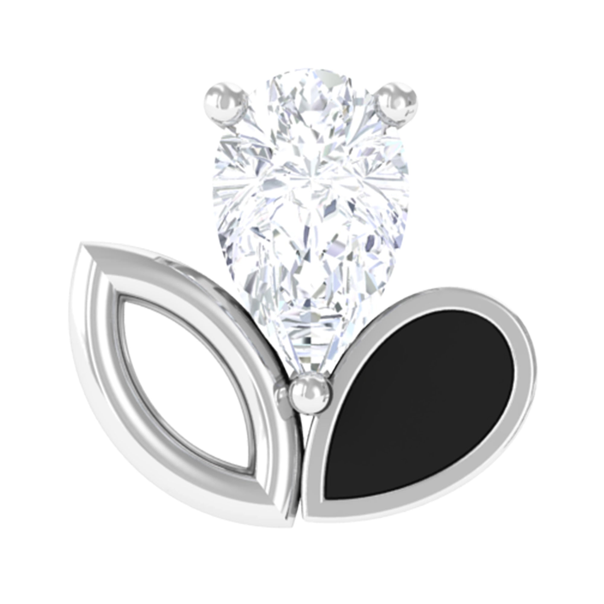 Pear Shape Diamond Leaf Earring for Helix Piercing Lab - ( EF-VS ) - Rosec Jewels