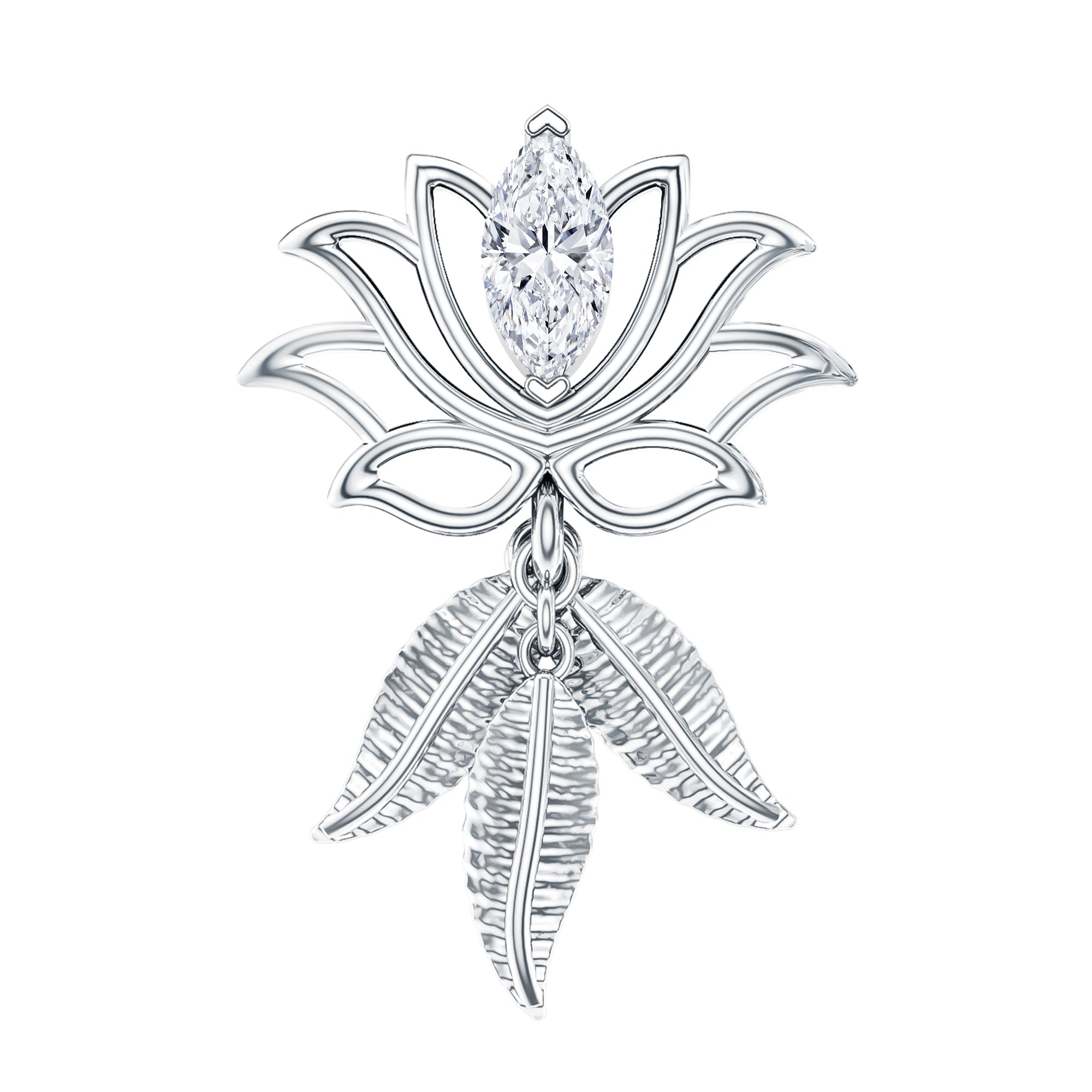 Marquise Diamond Lotus Flower Drop Earring Lab - ( EF-VS ) - Rosec Jewels