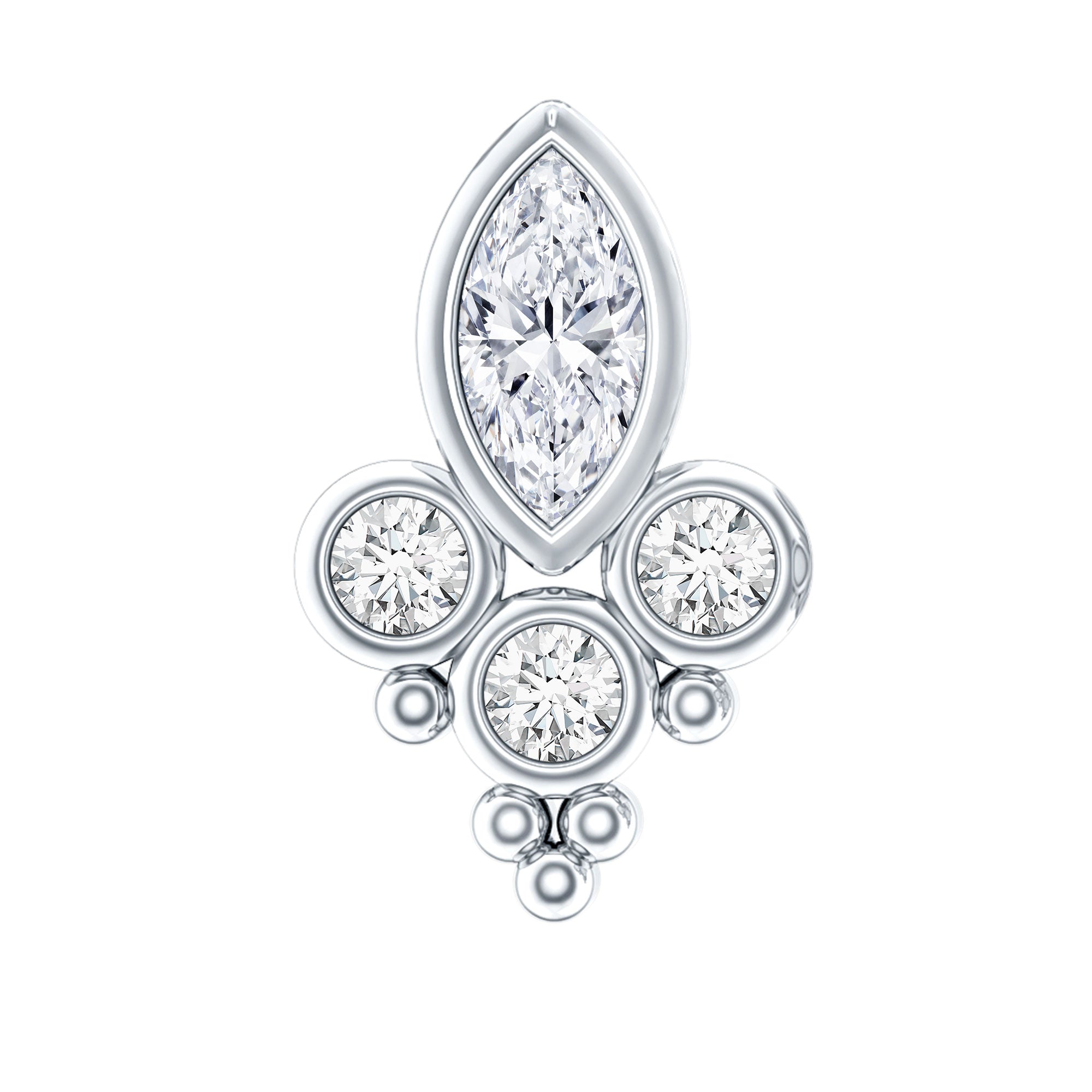Unique Diamond Helix Earring in Bezel Setting Lab - ( EF-VS ) - Rosec Jewels