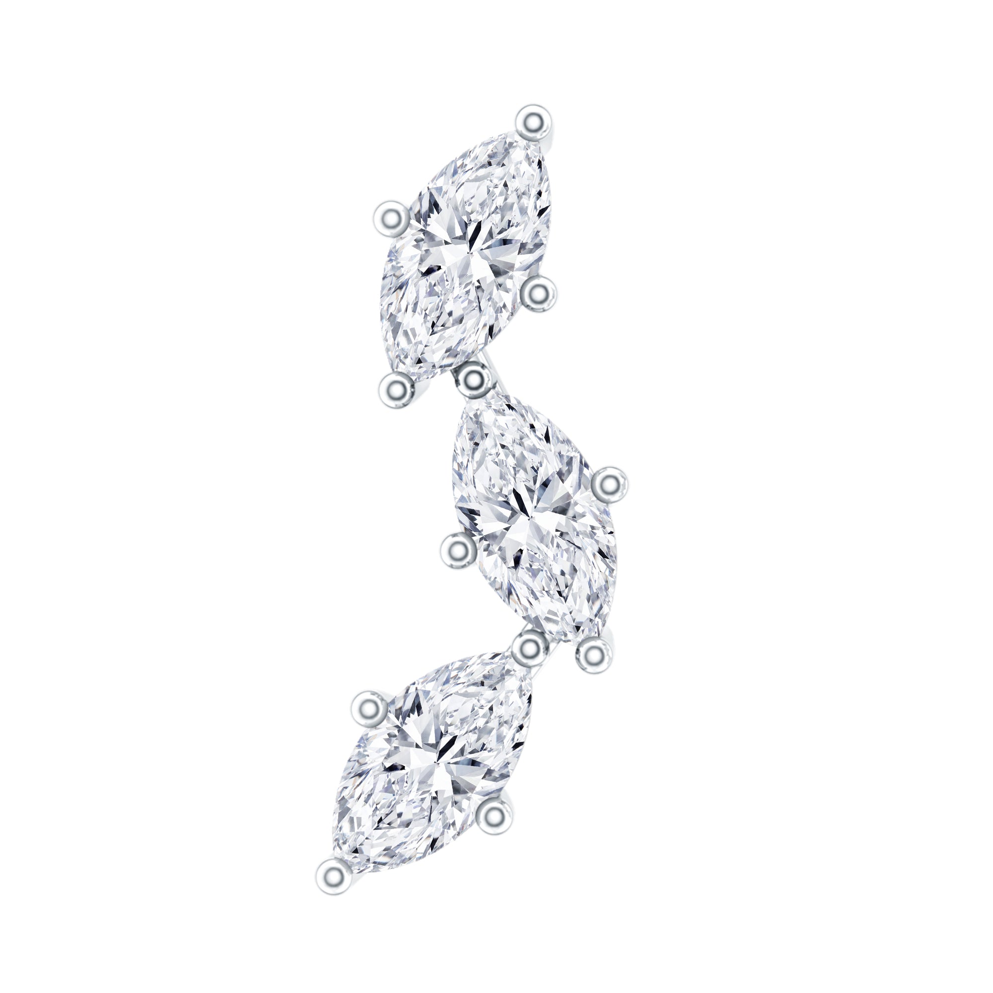 Classic Marquise Diamond Helix Earring Lab - ( EF-VS ) - Rosec Jewels