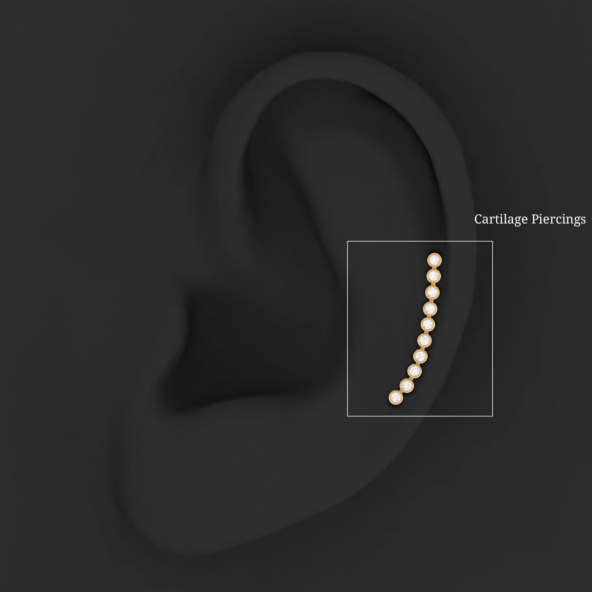 Diamond Ear Climber Earring for Cartilage Piercing Lab - ( EF-VS ) - Rosec Jewels