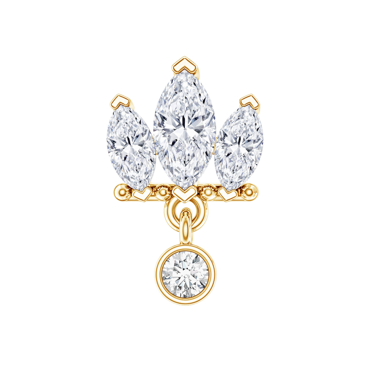 Three Marquise Shape Diamond Helix Drop Earring Lab - ( EF-VS ) - Rosec Jewels