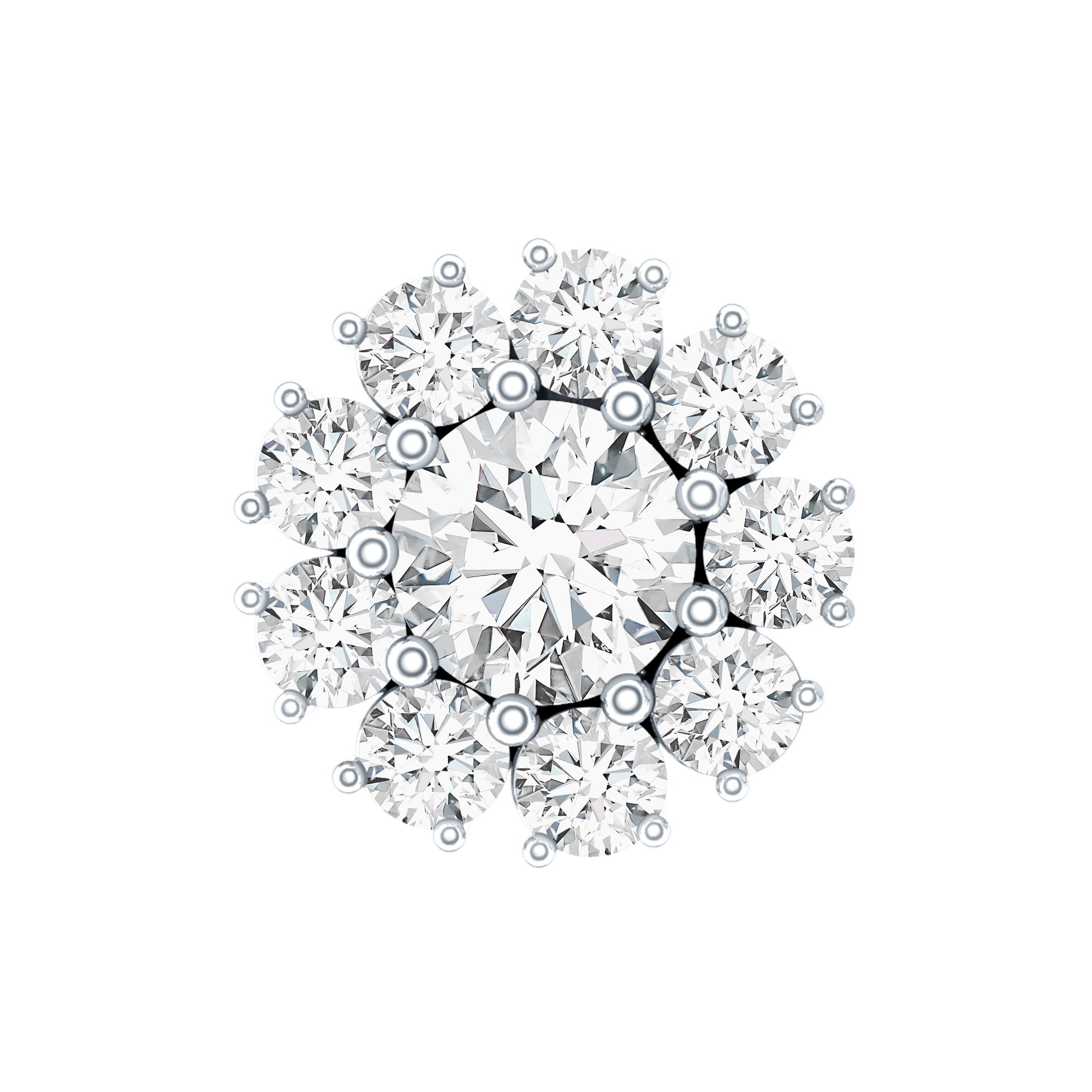 Certified Diamond Cluster Stud Earring with Flat Back Lab - ( EF-VS ) - Rosec Jewels
