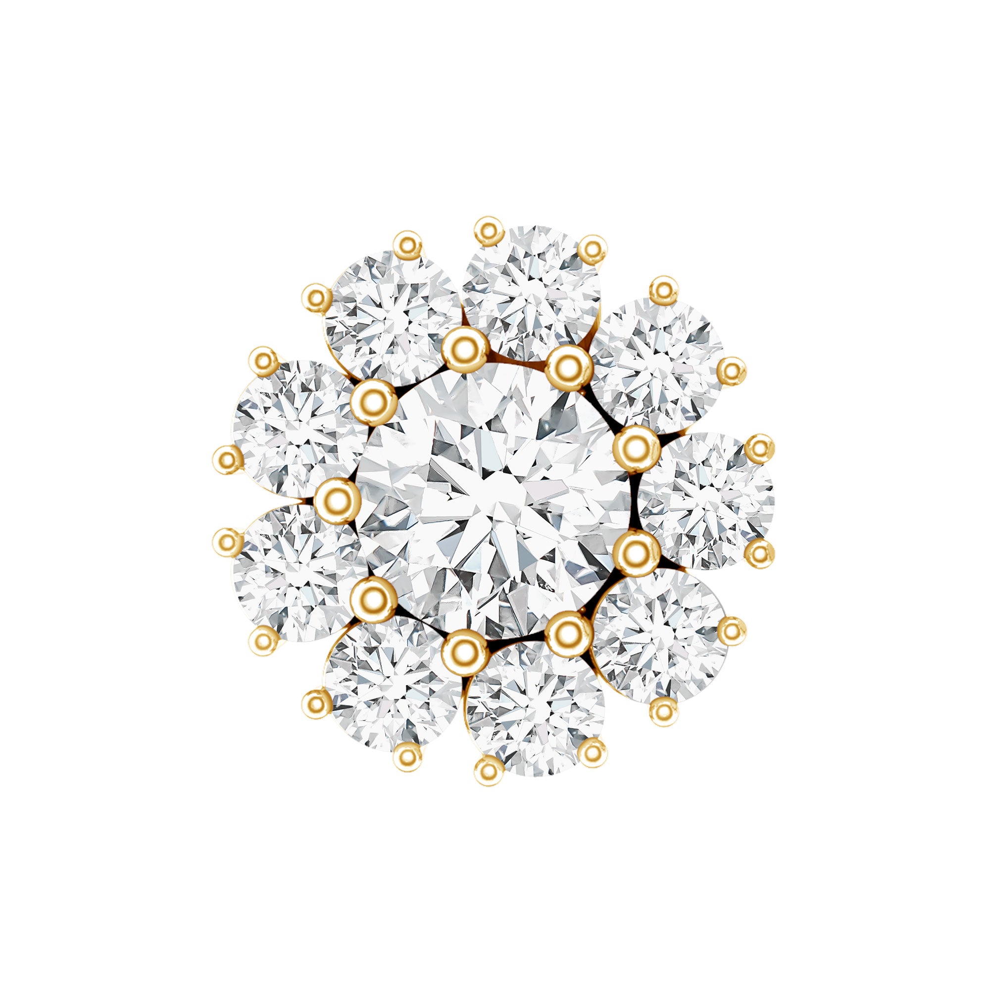 Certified Diamond Cluster Stud Earring with Flat Back Lab - ( EF-VS ) - Rosec Jewels