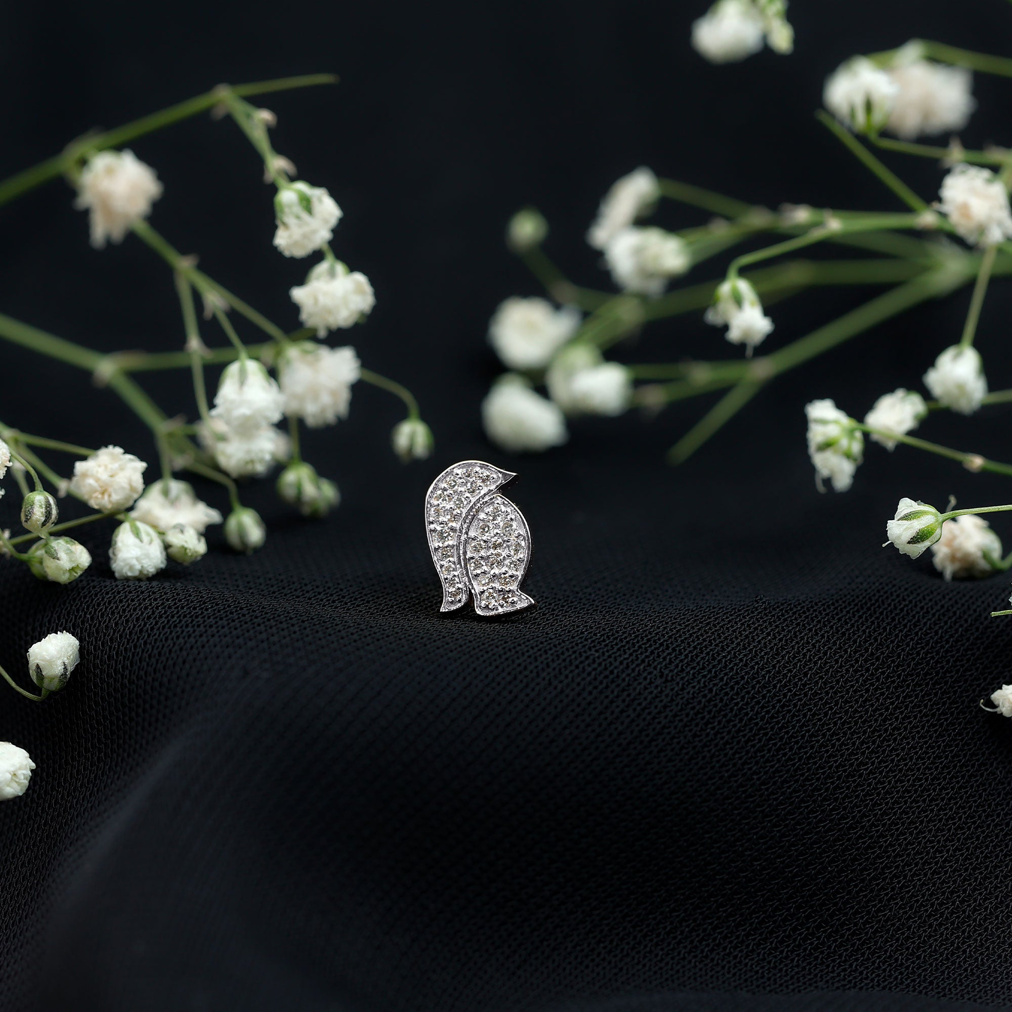 Cute Diamond Penguin Earring for Cartilage Piercing Lab - ( EF-VS ) - Rosec Jewels