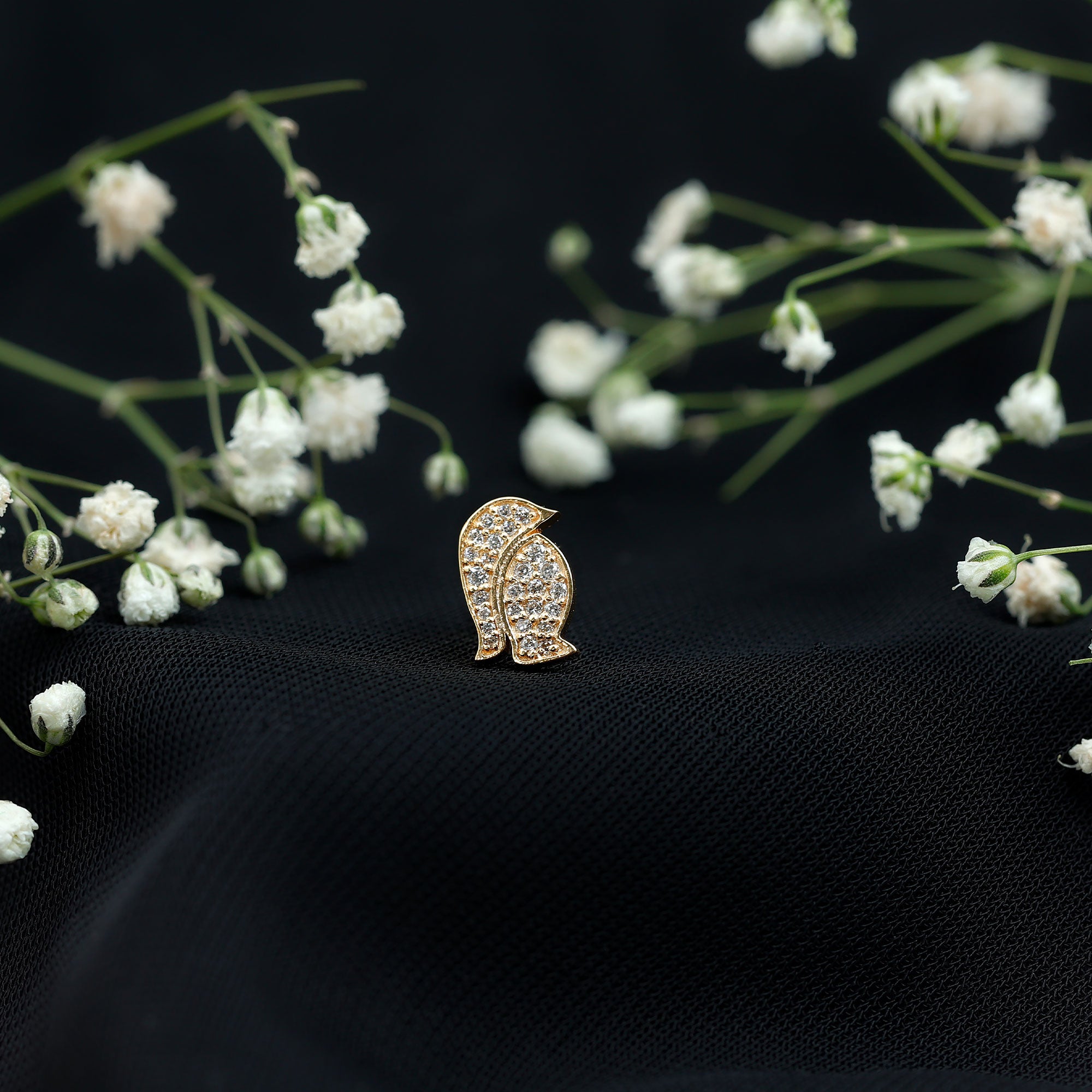 Cute Diamond Penguin Earring for Cartilage Piercing Lab - ( EF-VS ) - Rosec Jewels