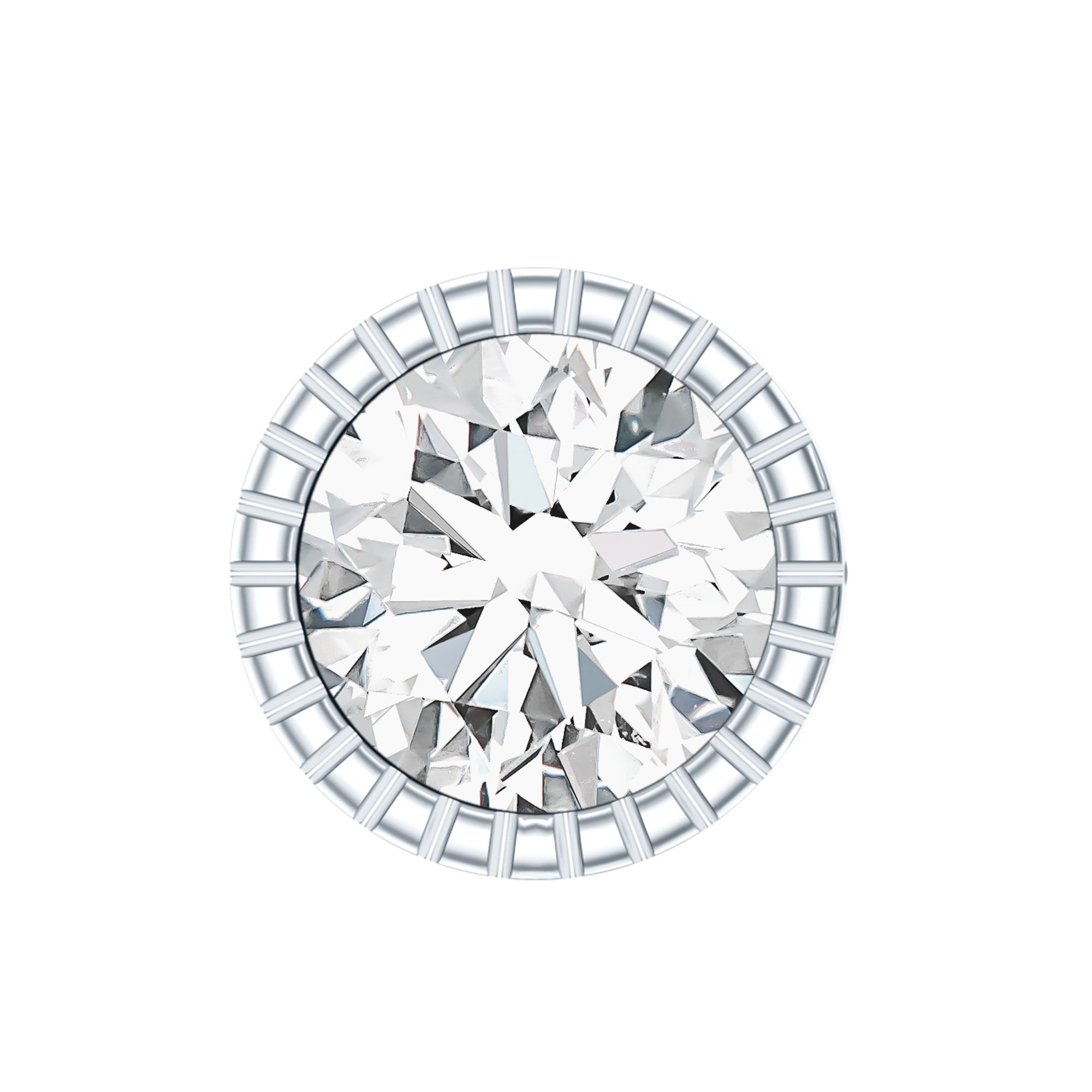 Bezel Set Diamond Solitaire Stud Earring for Helix Piercing Lab - ( EF-VS ) - Rosec Jewels