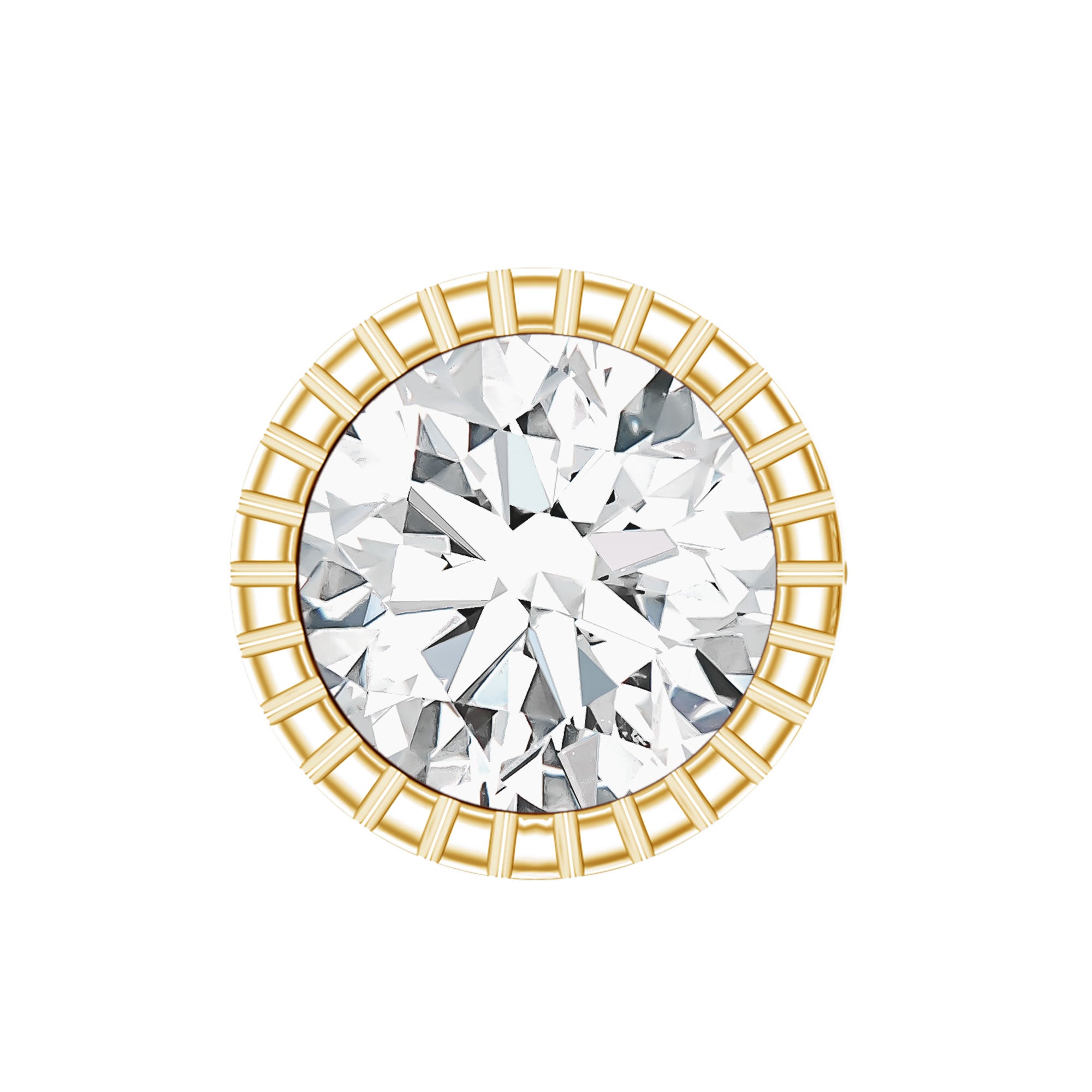 Bezel Set Diamond Solitaire Stud Earring for Helix Piercing Lab - ( EF-VS ) - Rosec Jewels