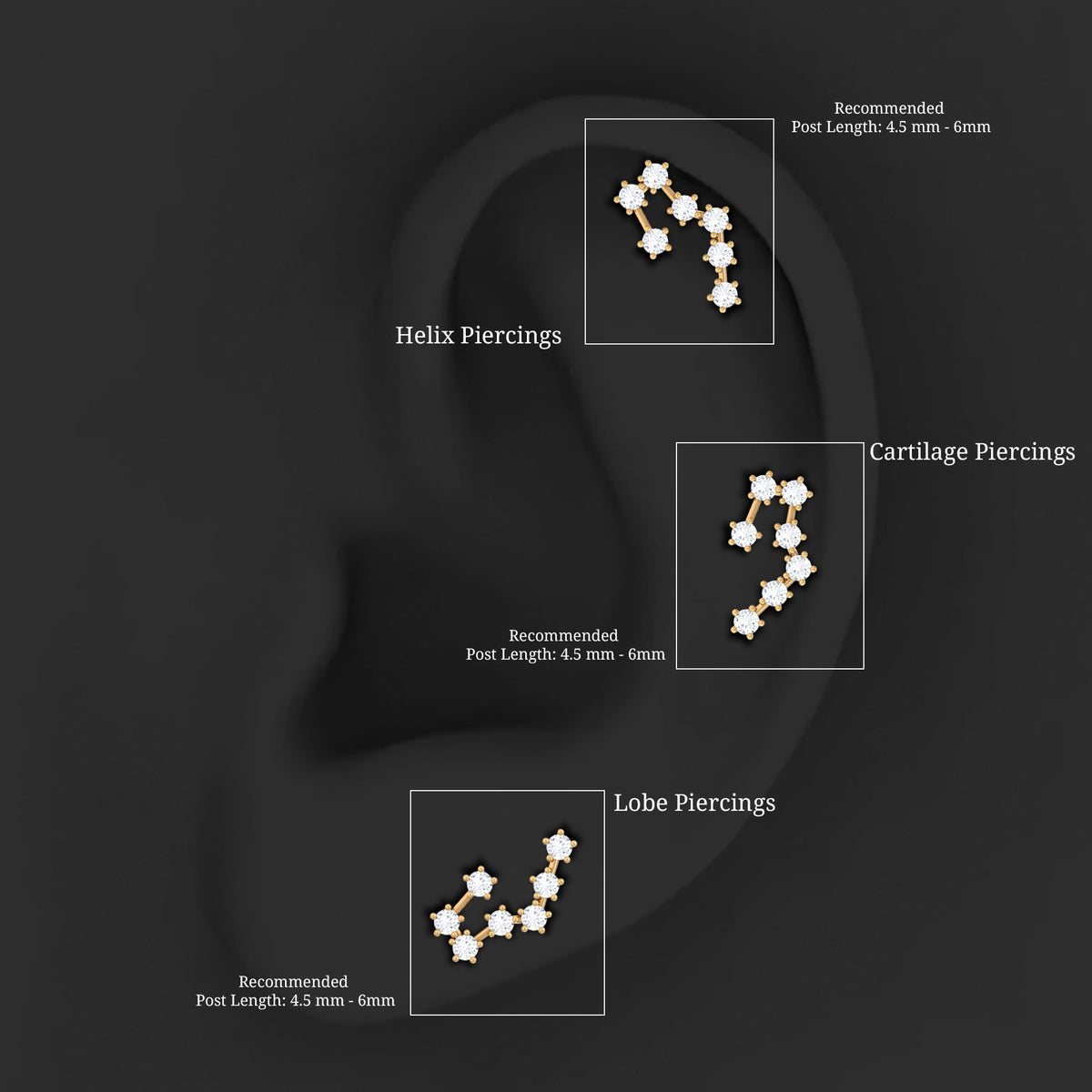 Diamond Taurus Zodiac Crawler Earring Lab - ( EF-VS ) - Rosec Jewels