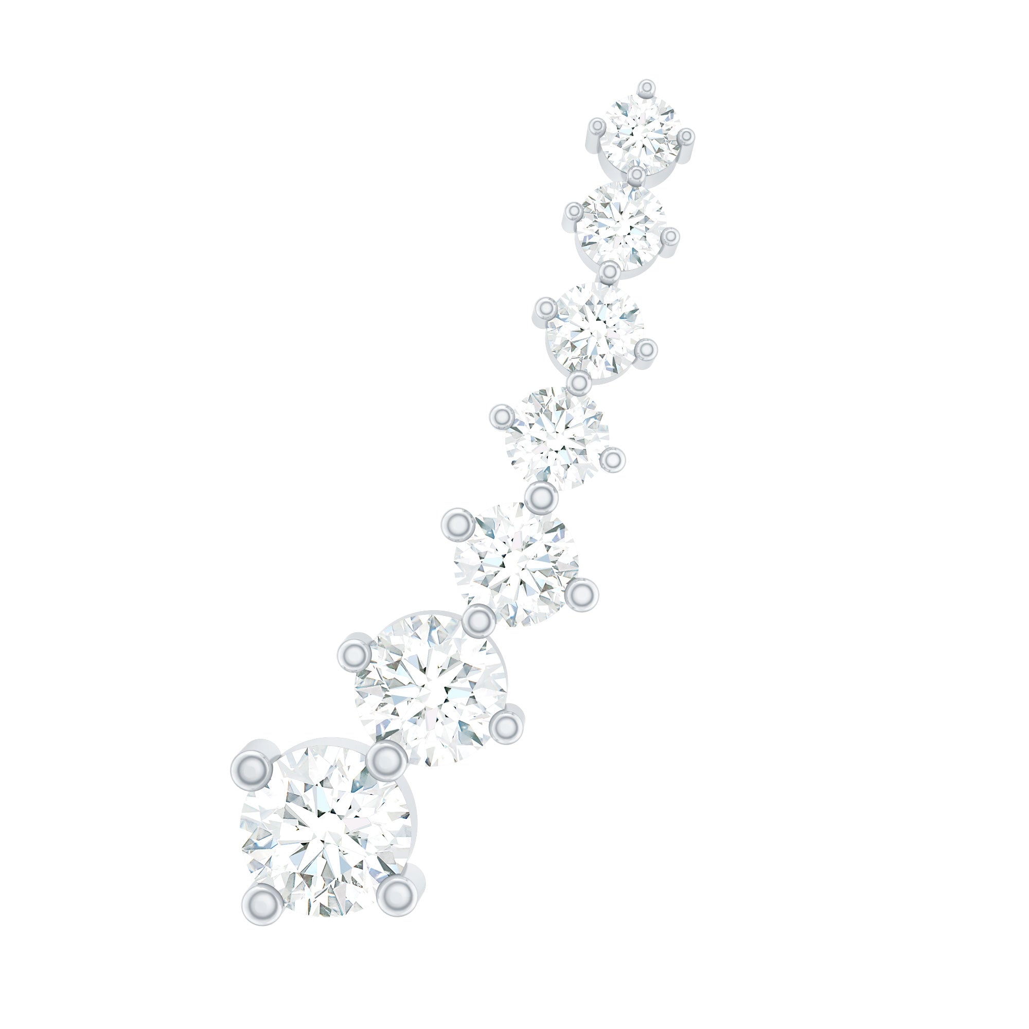 Graduated Style Diamond Ear Climber Earring Lab - ( EF-VS ) - Rosec Jewels