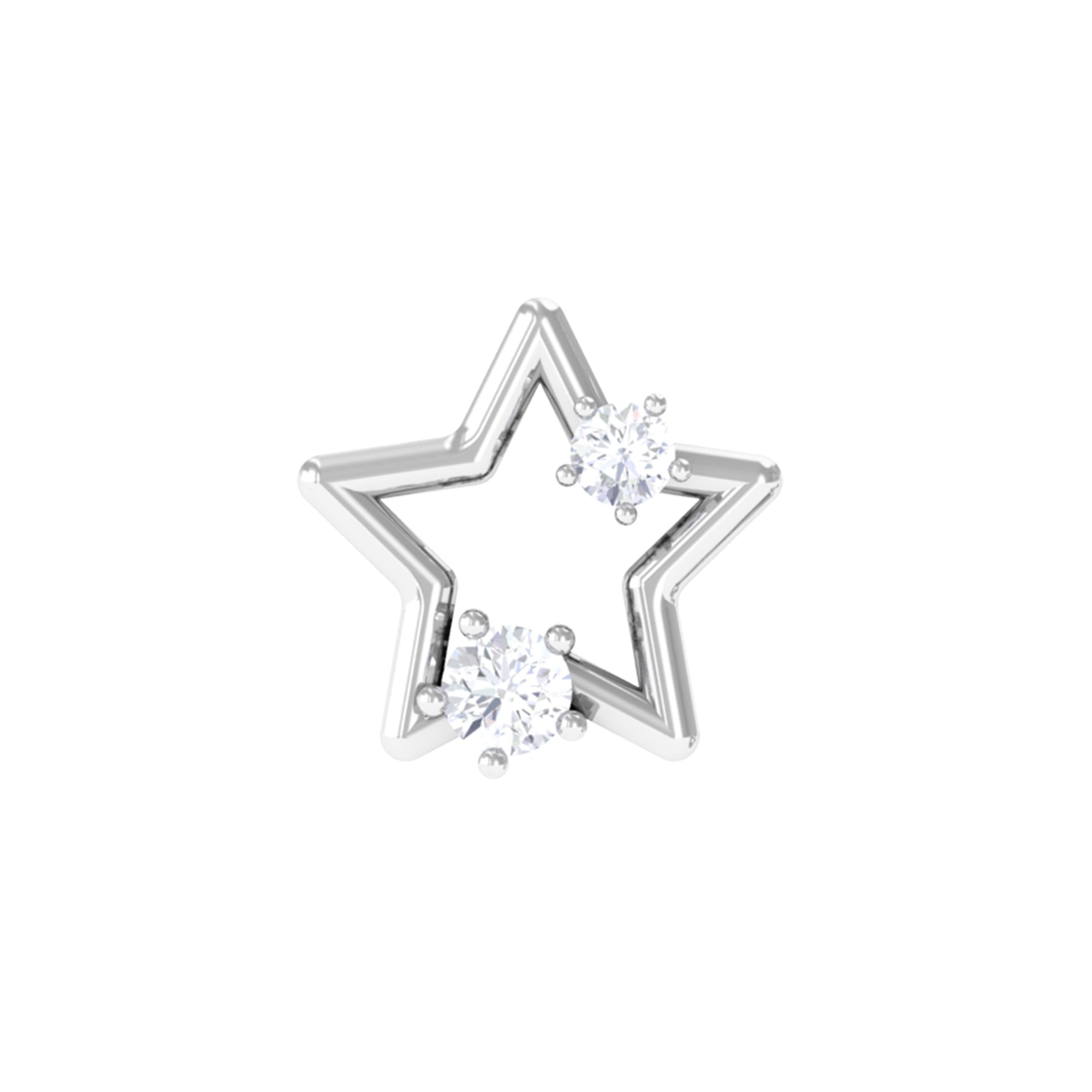 Certified Diamond Star Earring for Upper Lobe Piercing Lab - ( EF-VS ) - Rosec Jewels