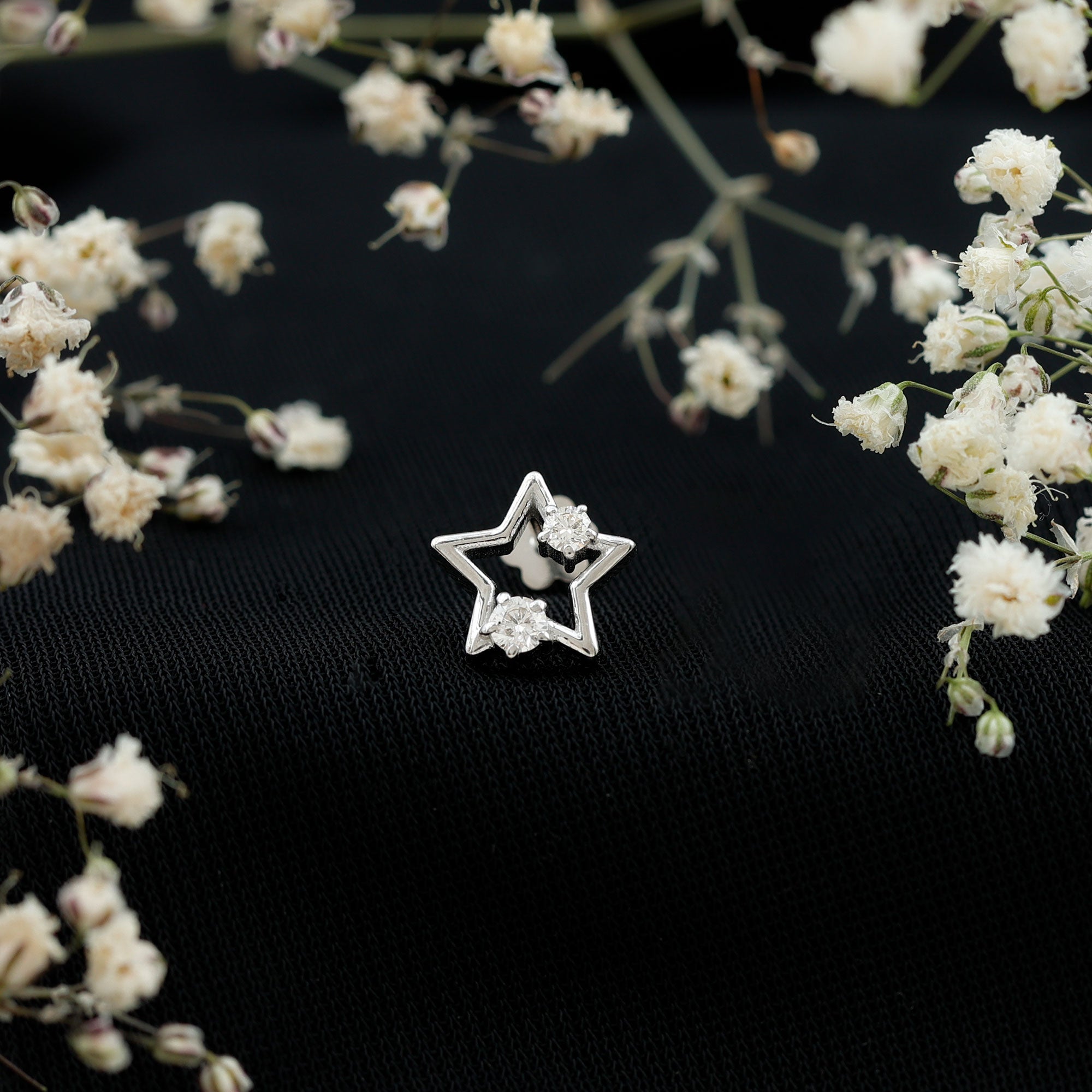 Rosec Jewels-Certified Diamond Star Earring for Upper Lobe Piercing