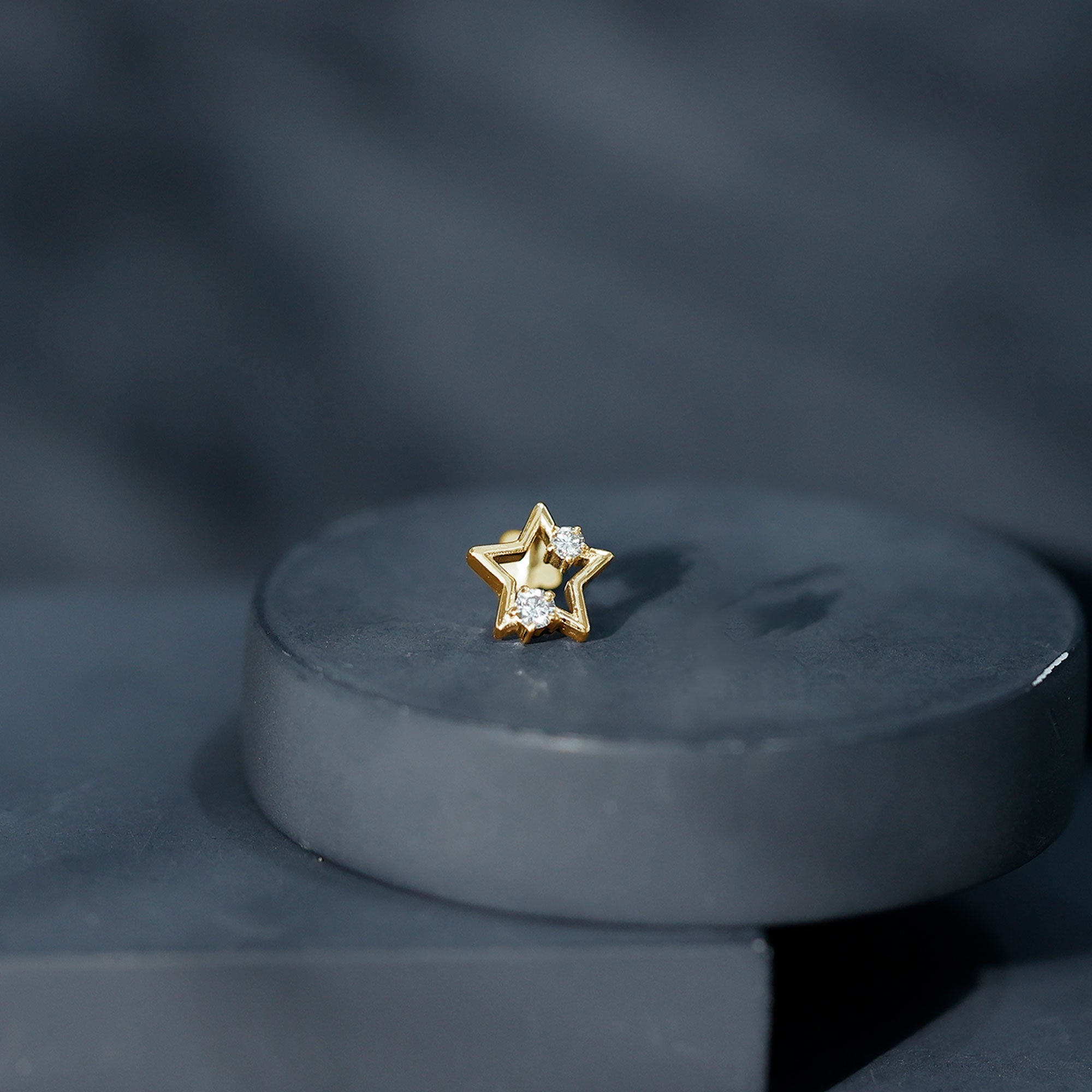 Certified Diamond Star Earring for Upper Lobe Piercing Lab - ( EF-VS ) - Rosec Jewels