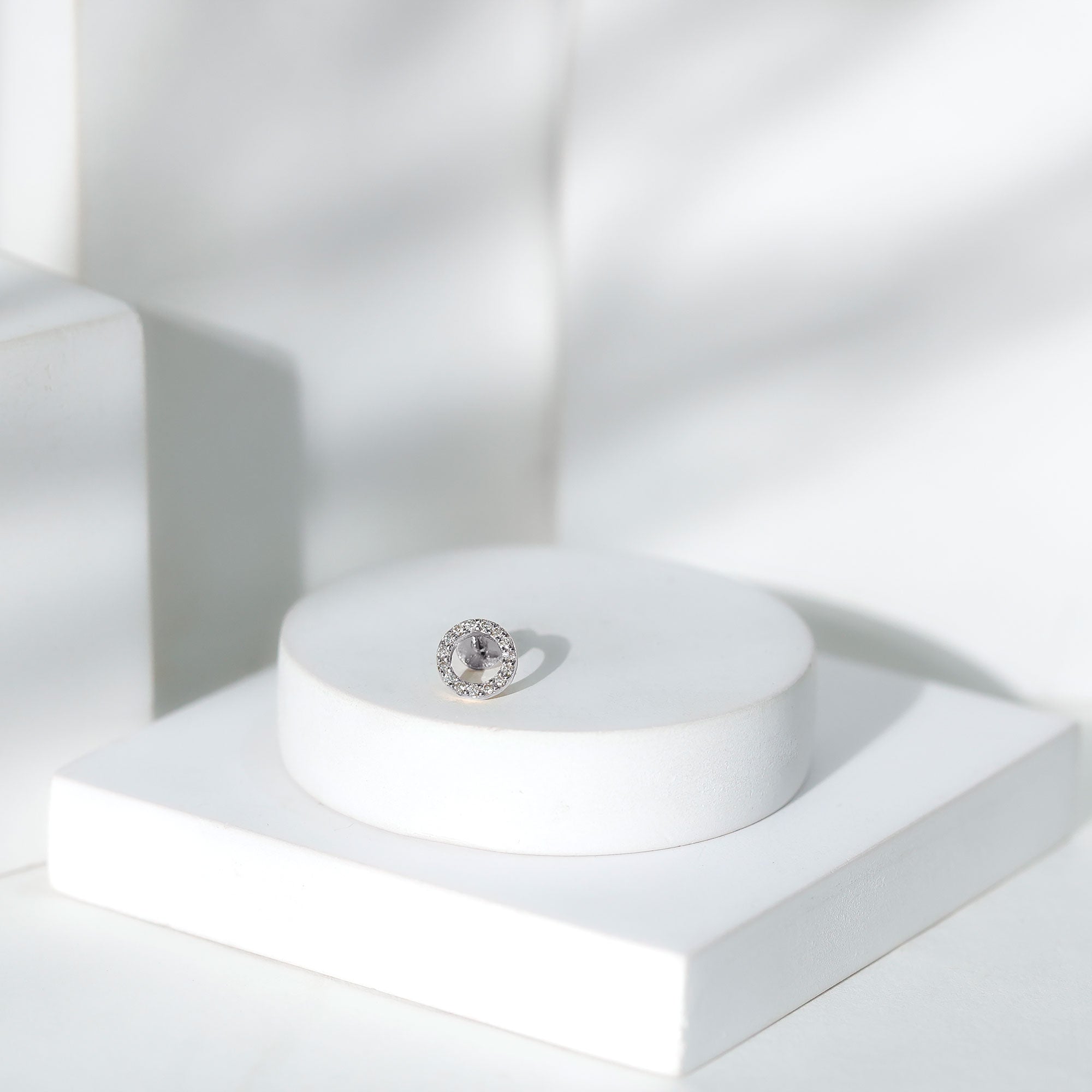 Simple Diamond Open Circle Earring with Flat Back Lab - ( EF-VS ) - Rosec Jewels