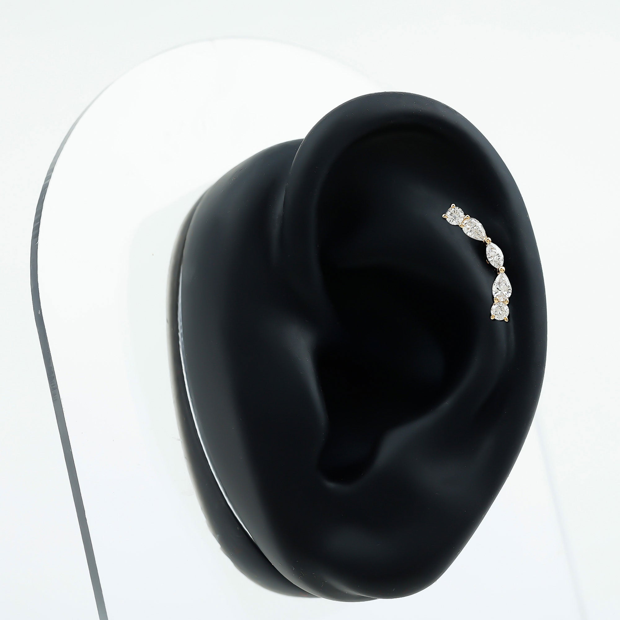 Pear Diamond Ear Crawler Earring for Helix Piercing Lab - ( EF-VS ) - Rosec Jewels