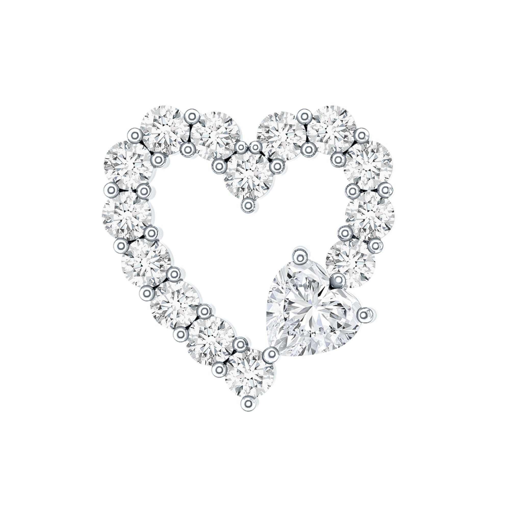 Diamond Heart Shape Cartilage Earring Lab - ( EF-VS ) - Rosec Jewels
