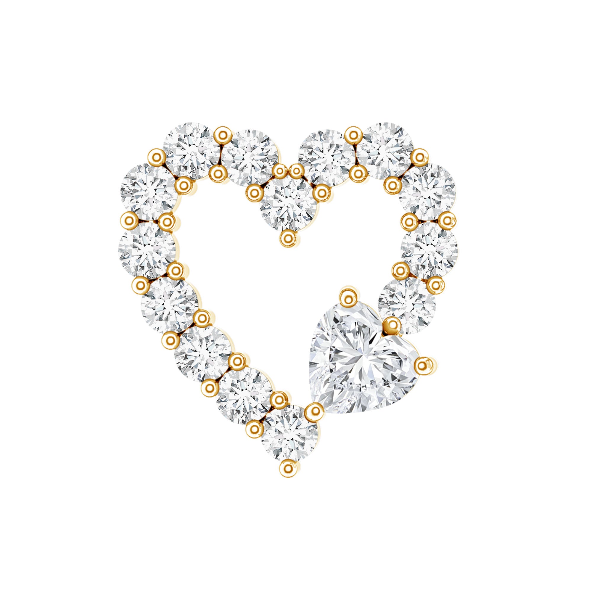 Diamond Heart Shape Cartilage Earring Lab - ( EF-VS ) - Rosec Jewels