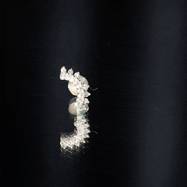 Certified Diamond Curved Cartilage Earring Lab - ( EF-VS ) - Rosec Jewels
