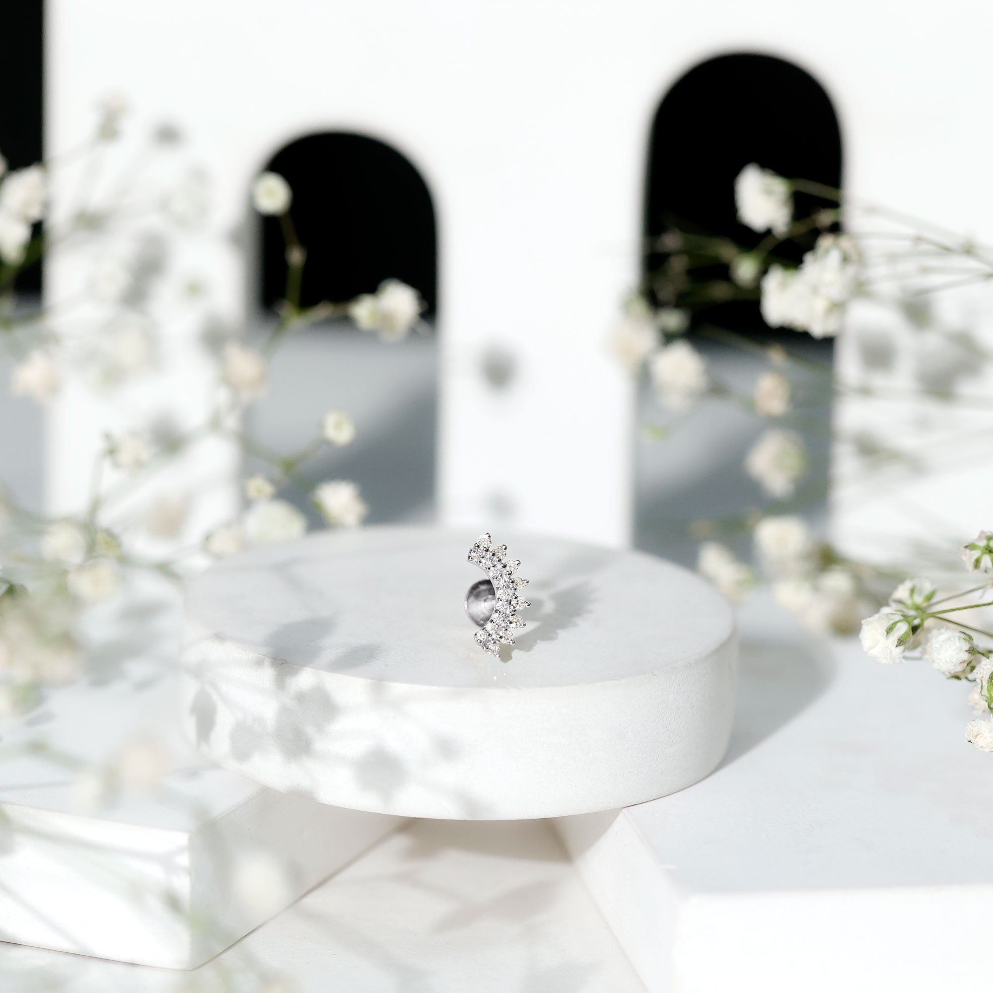 Certified Diamond Curved Cartilage Earring Lab - ( EF-VS ) - Rosec Jewels