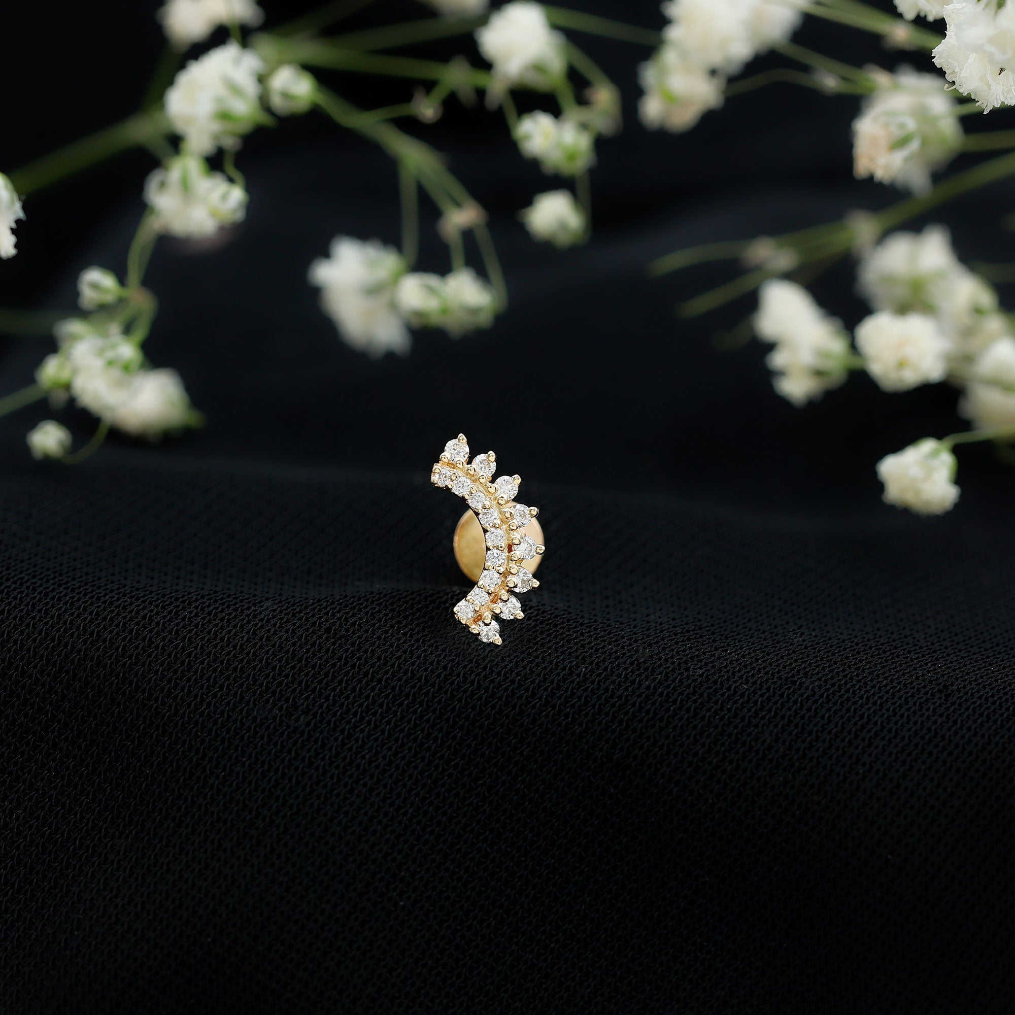 Certified Diamond Curved Cartilage Earring Lab - ( EF-VS ) - Rosec Jewels