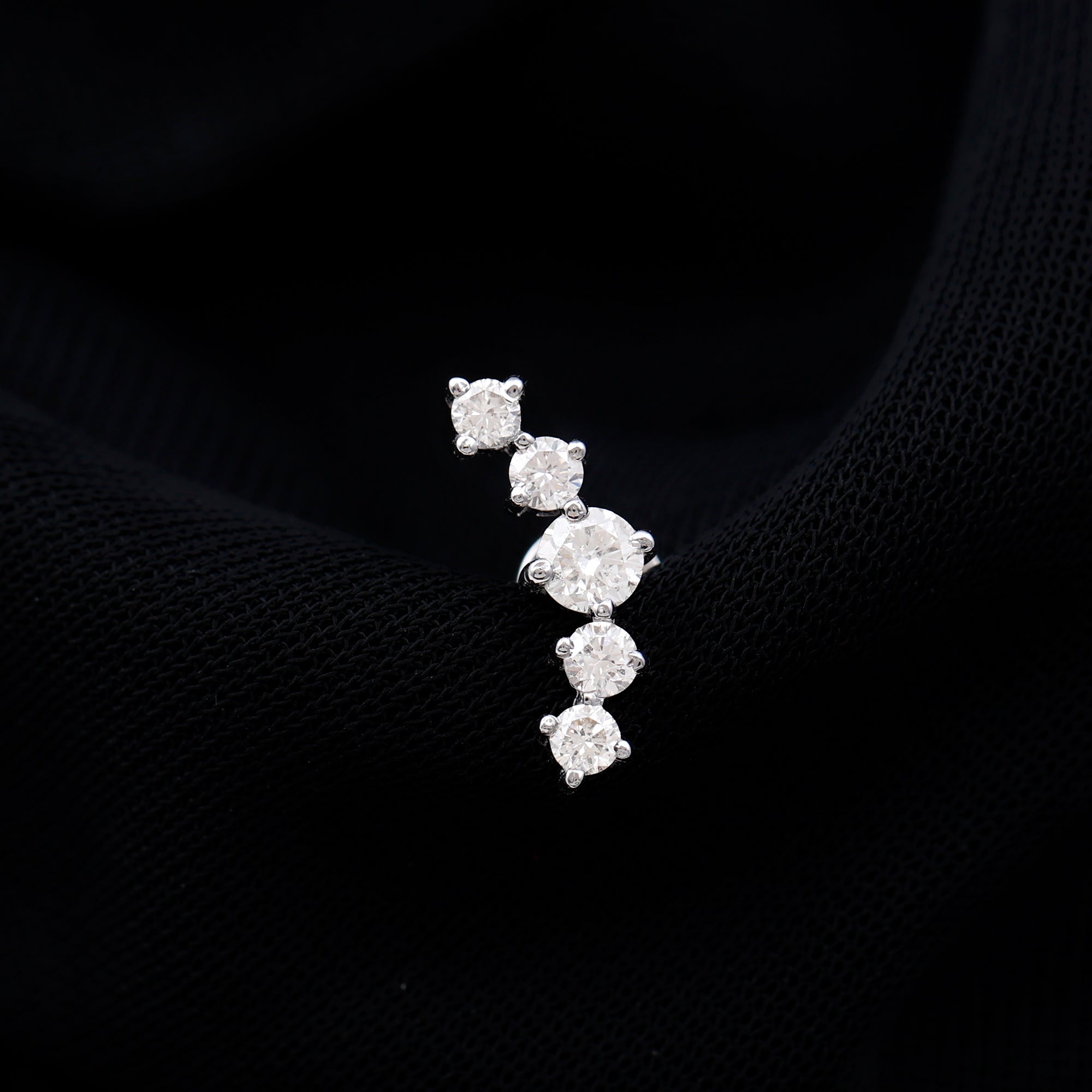 Graduated Style Diamond Crawler Earring for Women Lab - ( EF-VS ) - Rosec Jewels