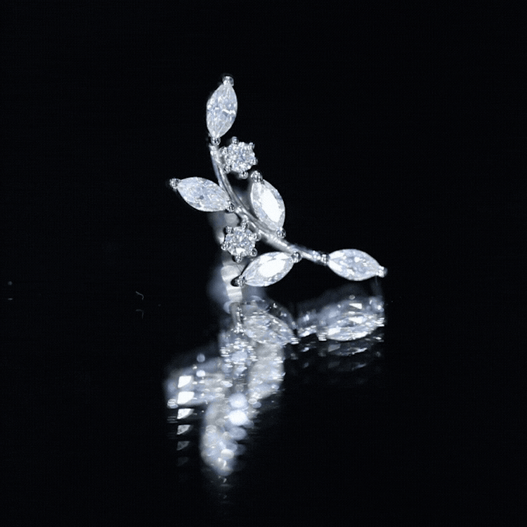 Womens Marquise Diamond Leaf Crawler Earring Lab - ( EF-VS ) - Rosec Jewels