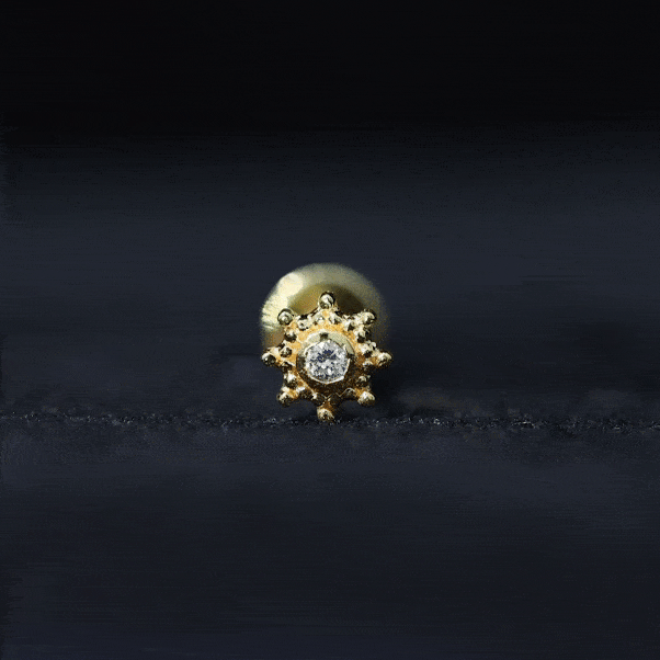Minimal Diamond Cartilage Earring Stud with Flat Back Lab - ( EF-VS ) - Rosec Jewels