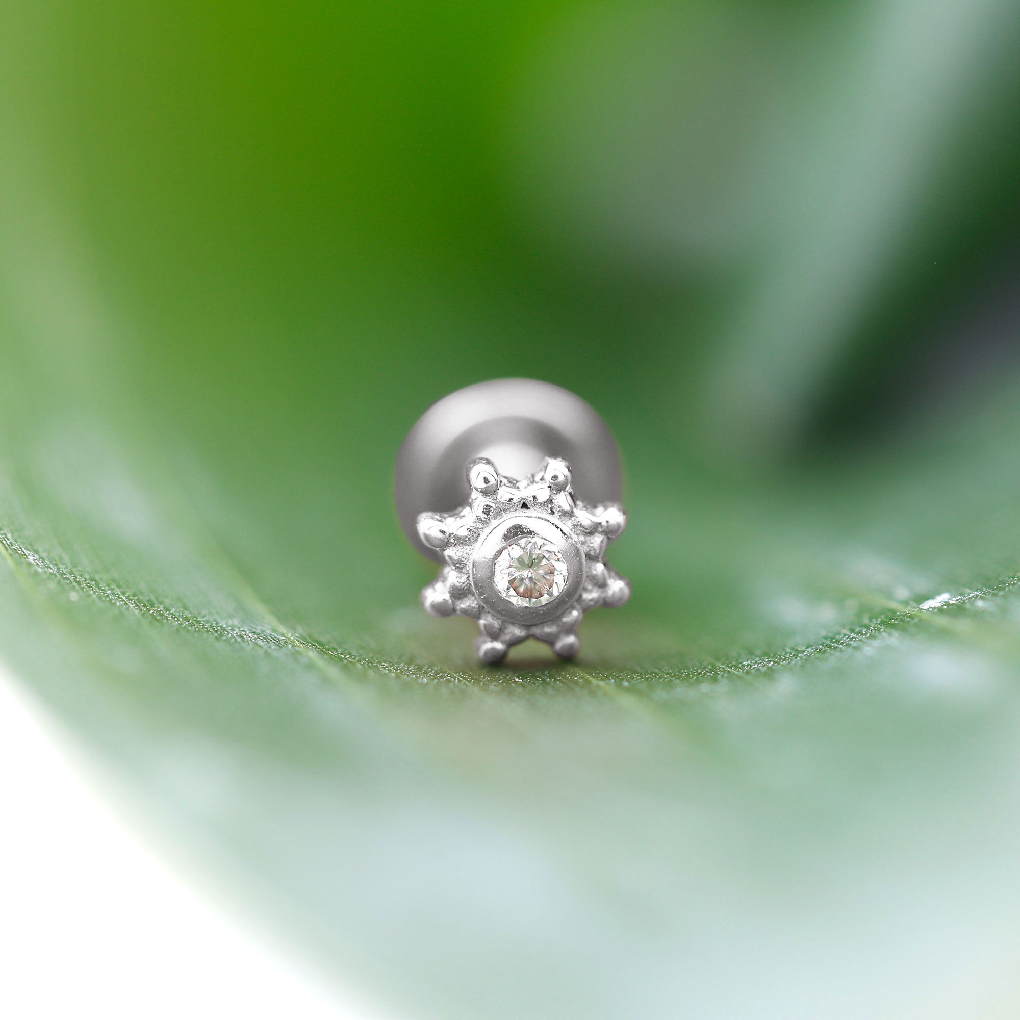 Minimal Diamond Cartilage Earring Stud with Flat Back Lab - ( EF-VS ) - Rosec Jewels