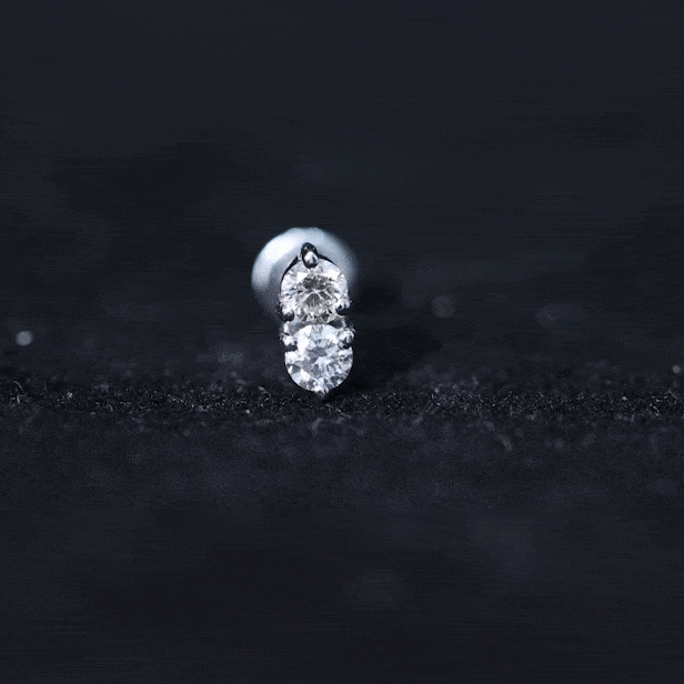 Natural Diamond 2 Stone Earring for Tragus Piercing Lab - ( EF-VS ) - Rosec Jewels