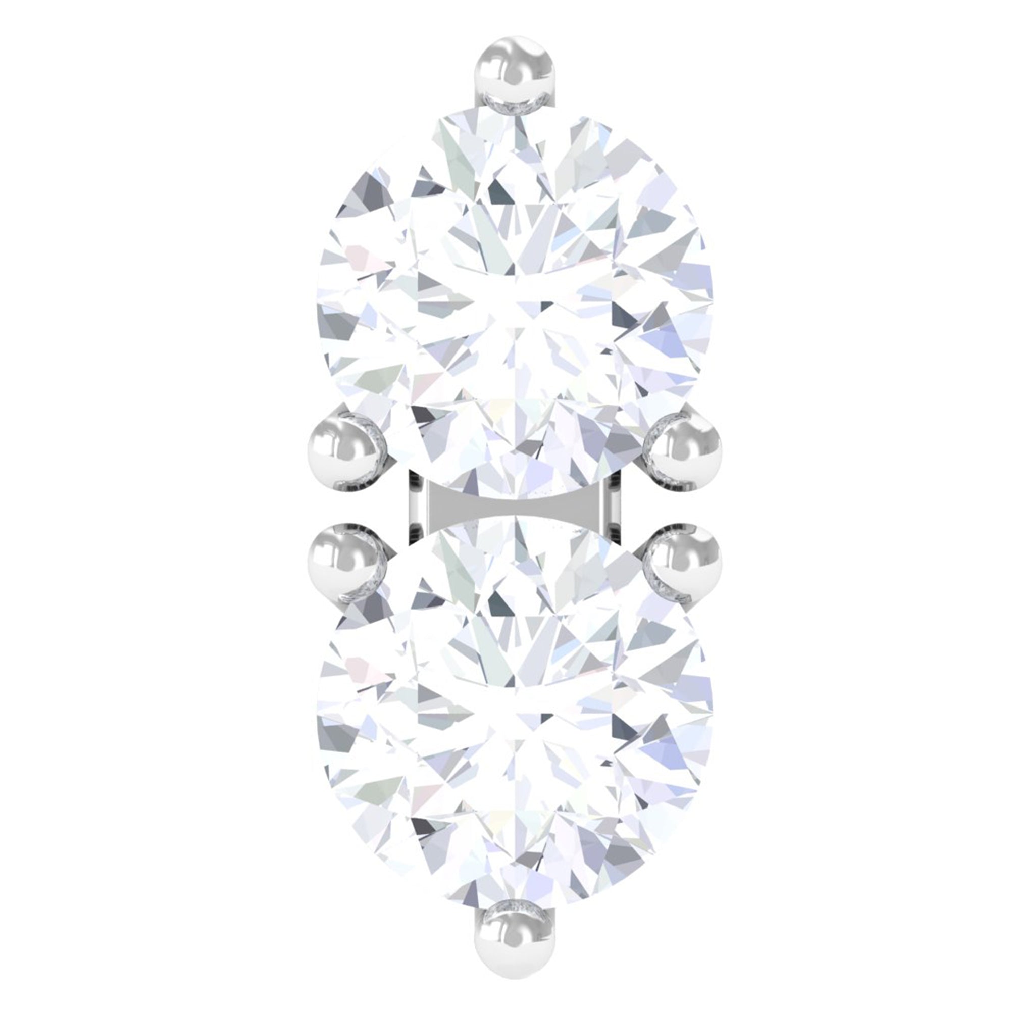 Natural Diamond 2 Stone Earring for Tragus Piercing Lab - ( EF-VS ) - Rosec Jewels