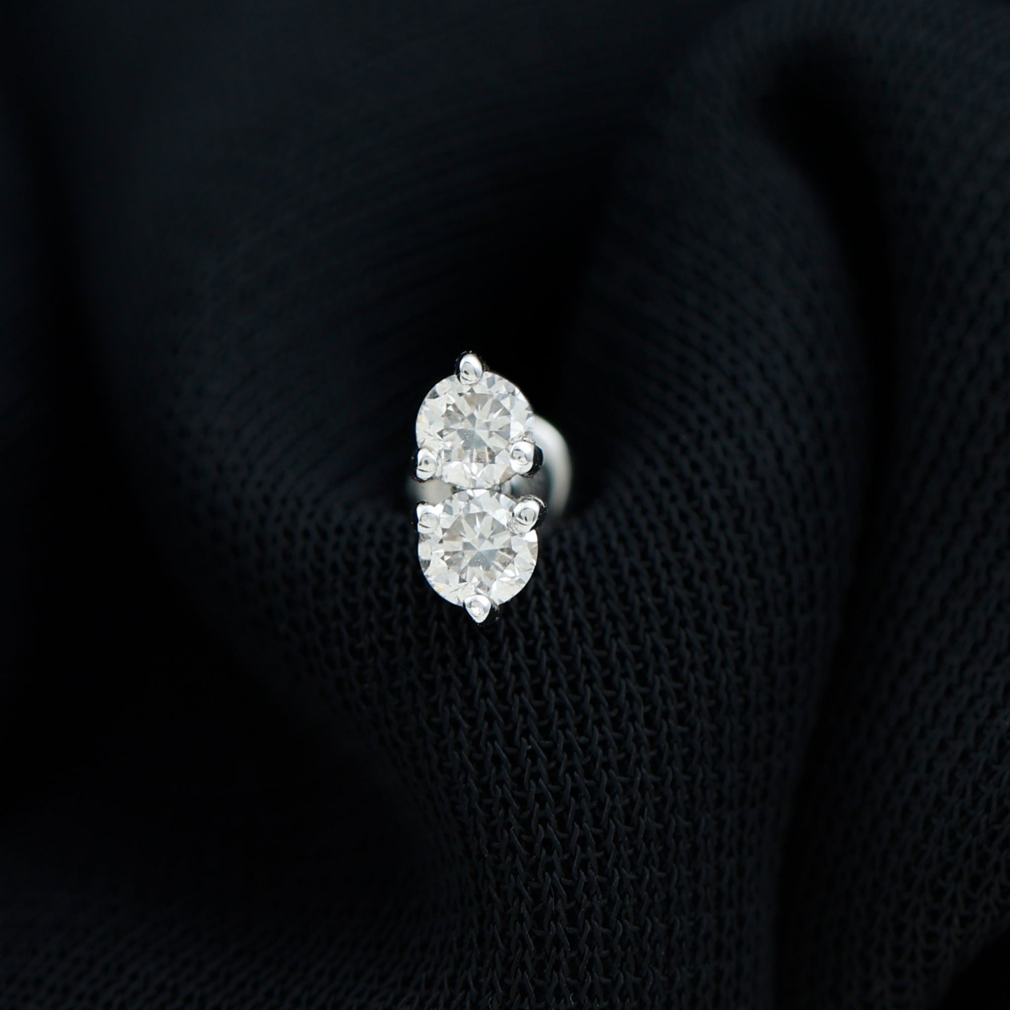 Natural Diamond 2 Stone Earring for Tragus Piercing Lab - ( EF-VS ) - Rosec Jewels